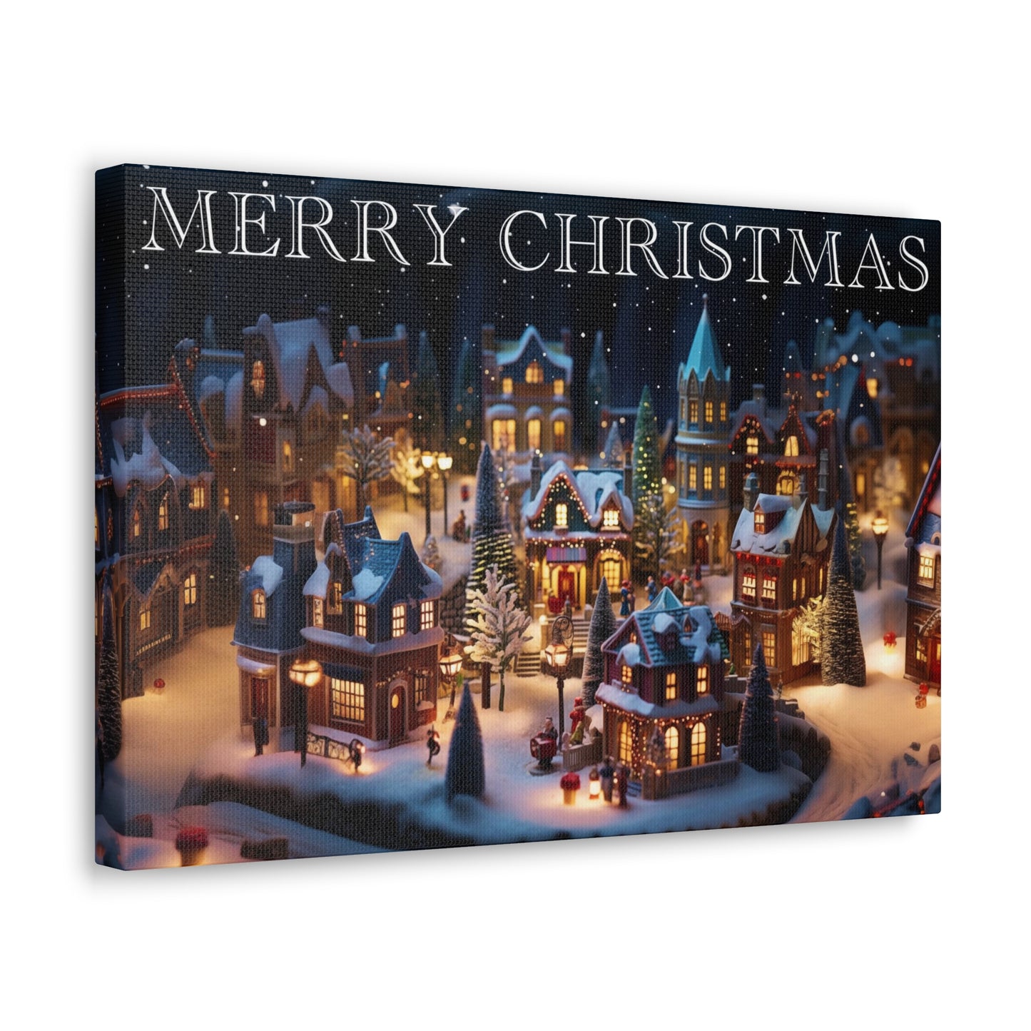 snowy christmas village wall decor
