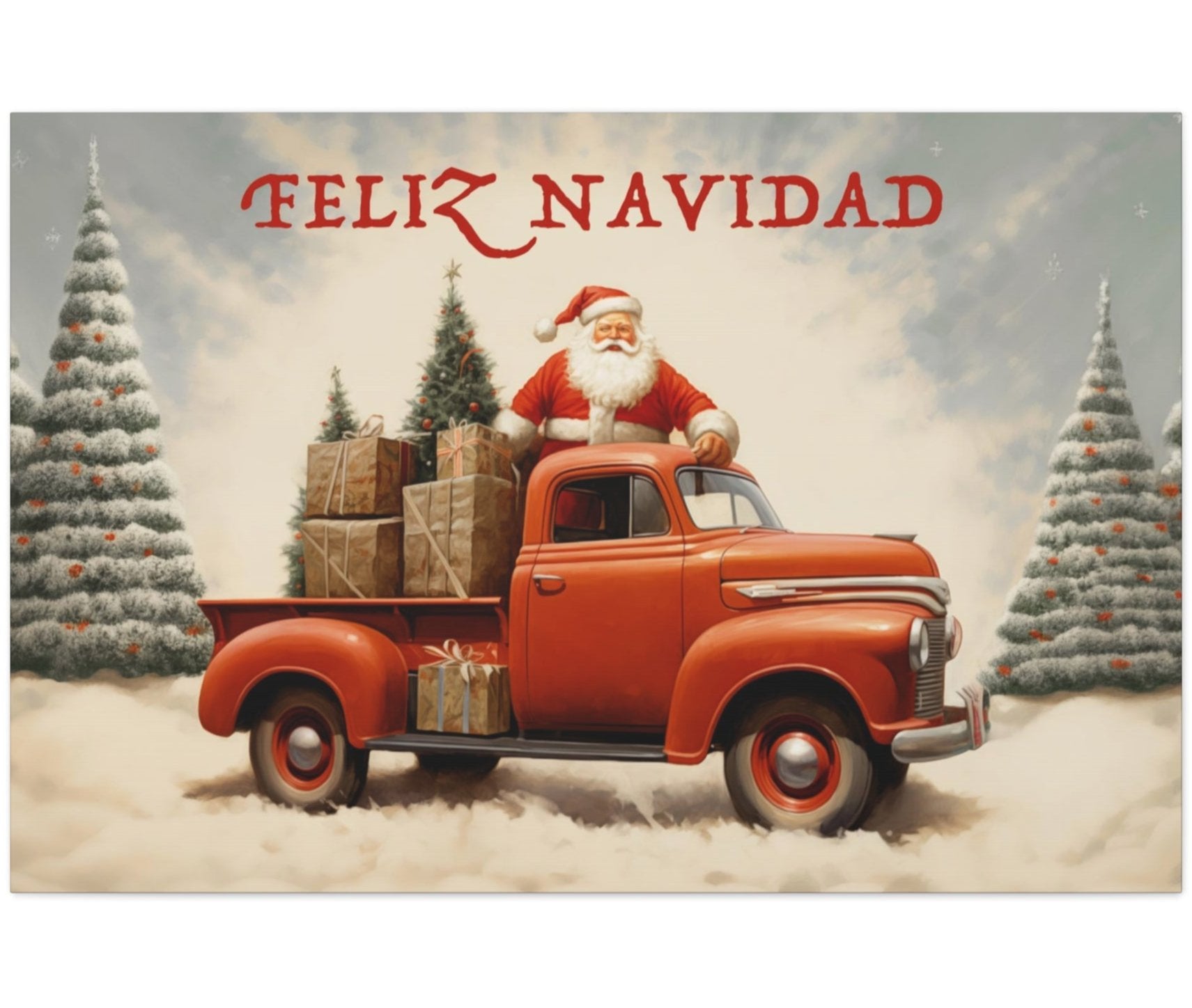 santa red christmas truck wall art decor