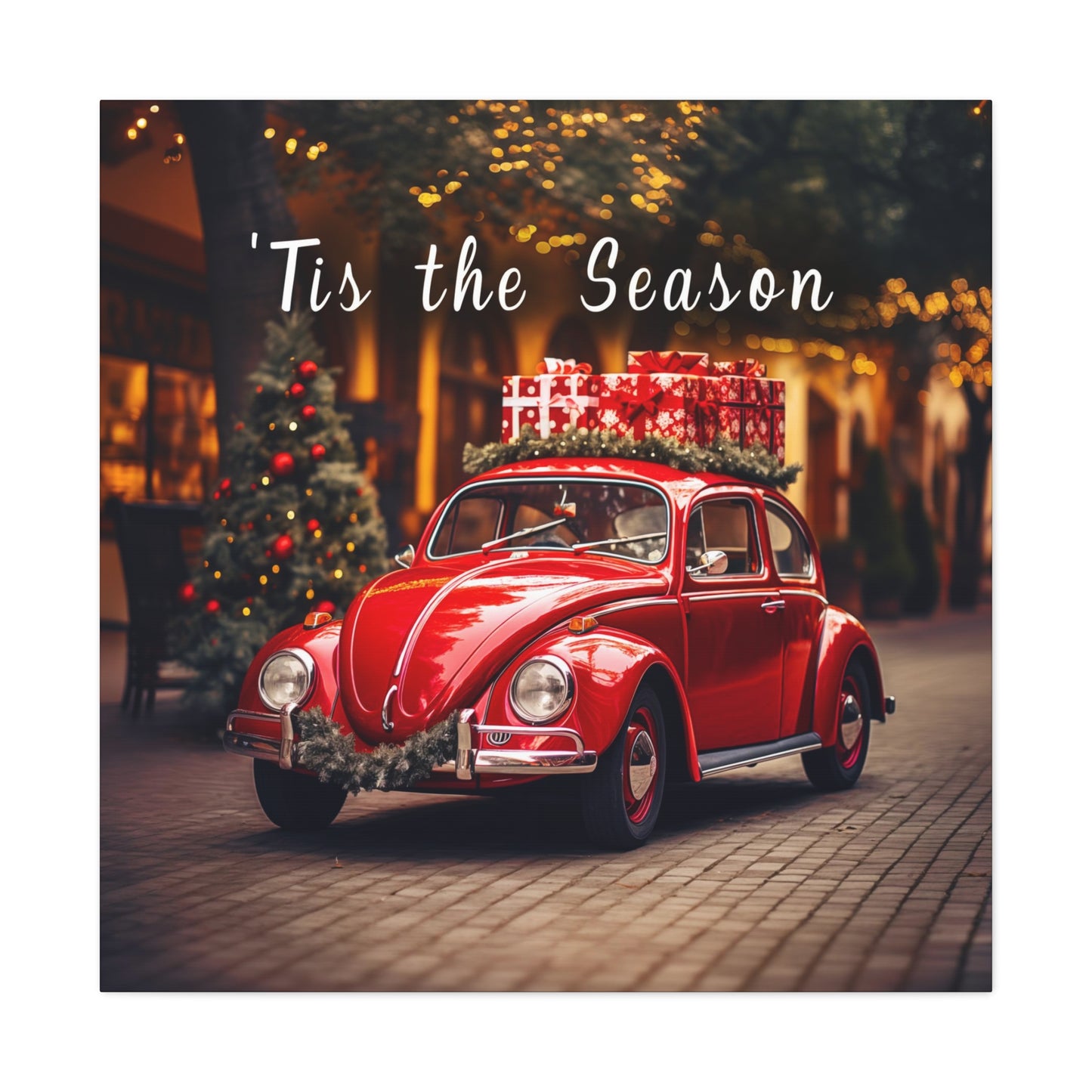 red christmas Volkswagen Beetle wall art decor