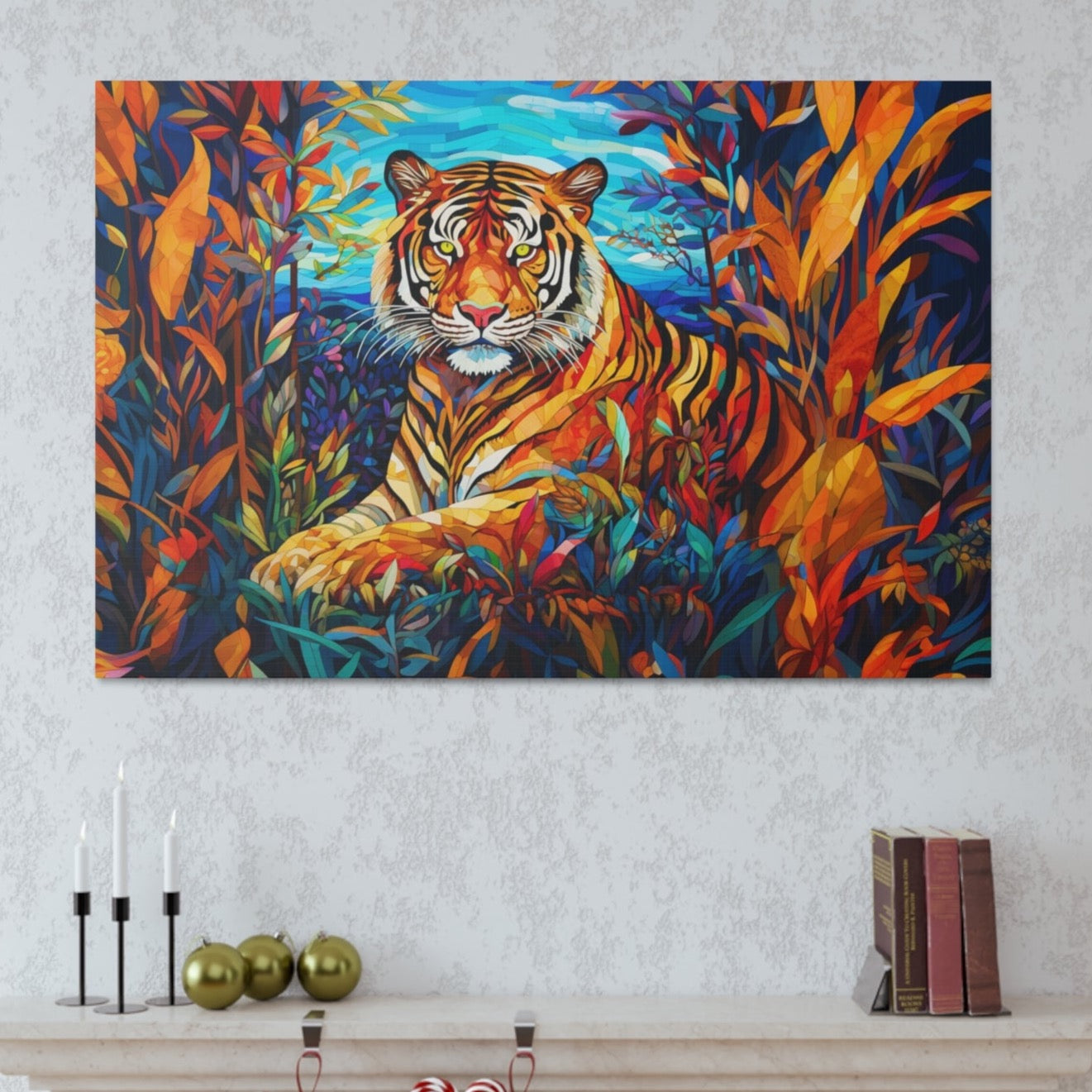 art deco tiger wall decor art
