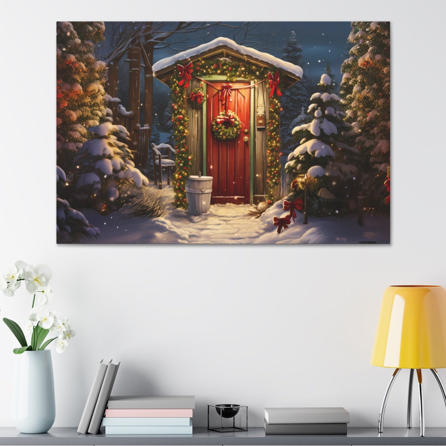 Christmas outhouse wall decor, christmas outhouse decor
