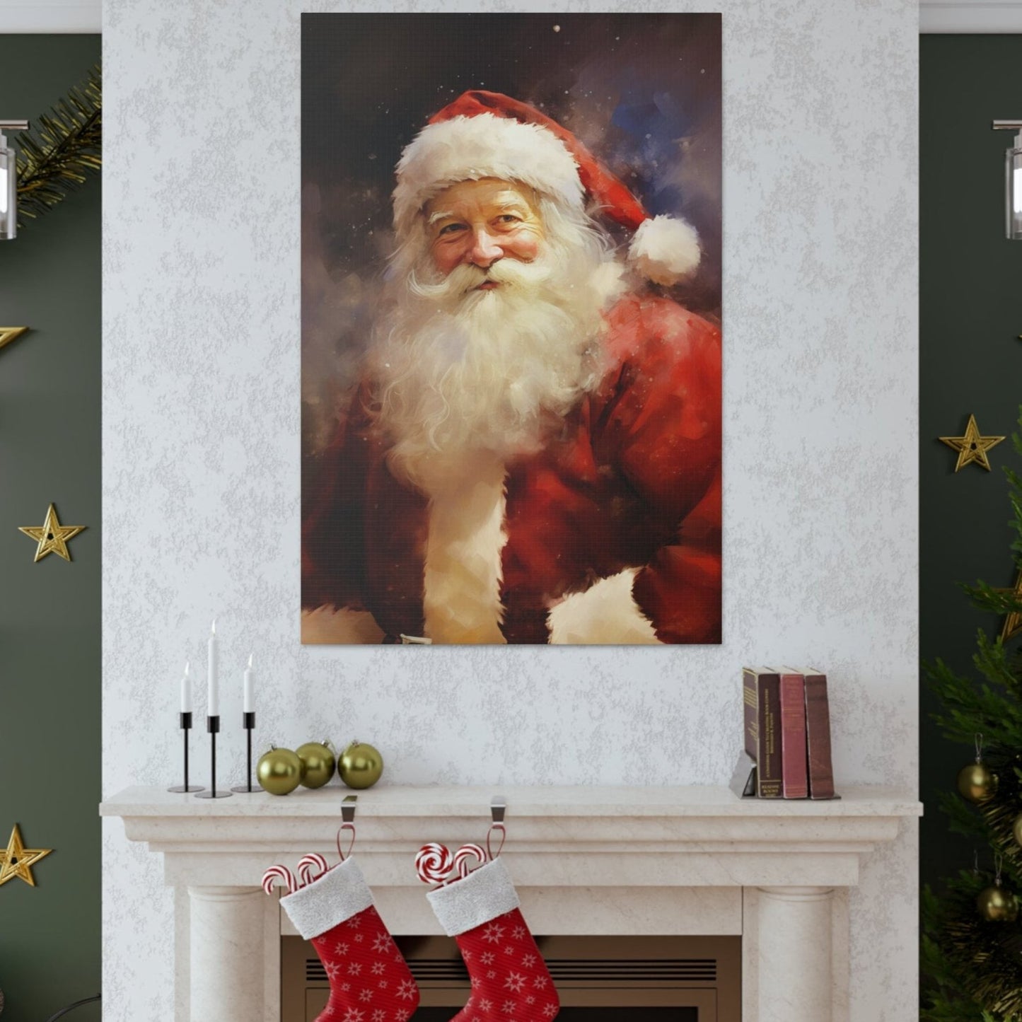 santa impressionism wall decor