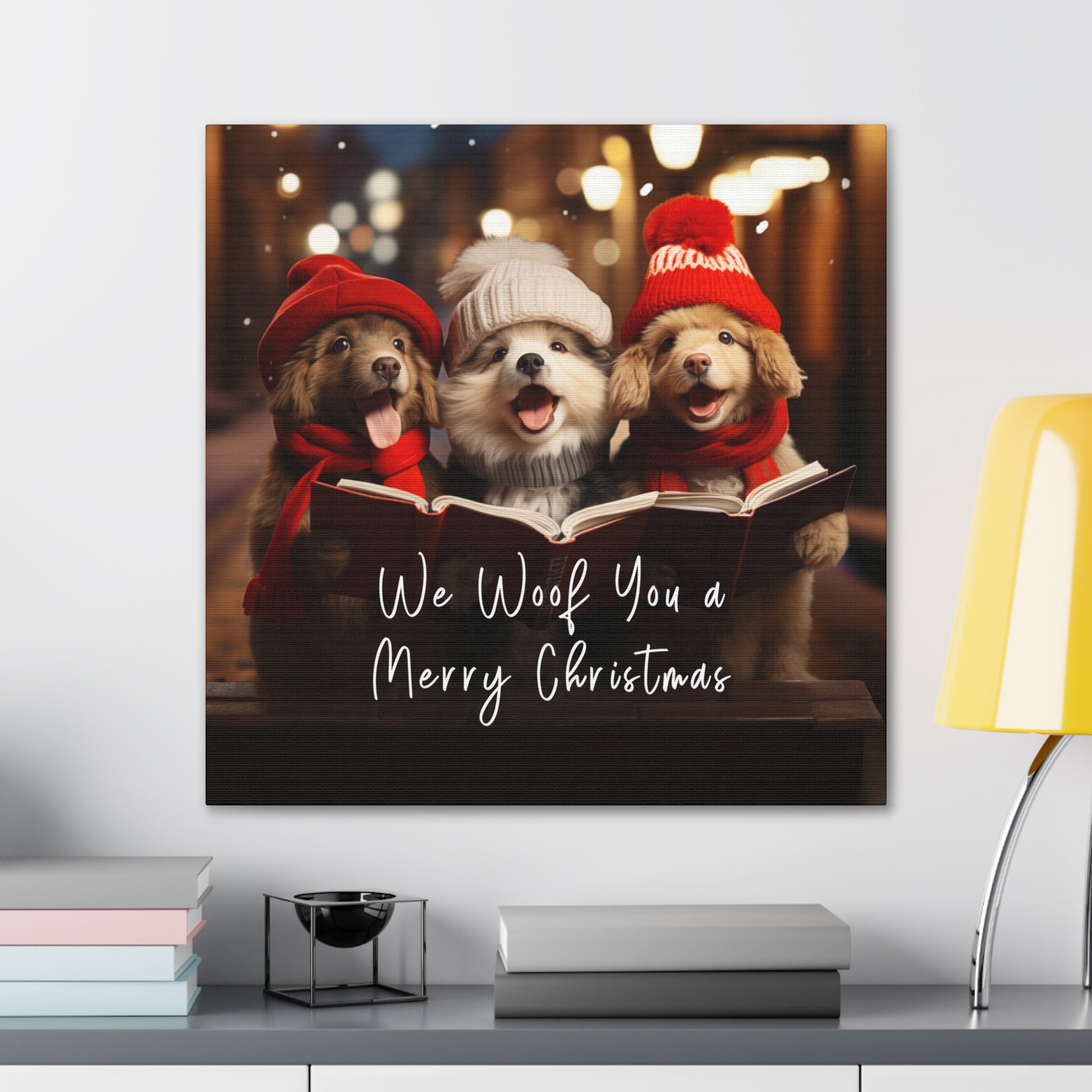 Christmas caroler dogs wall poster
