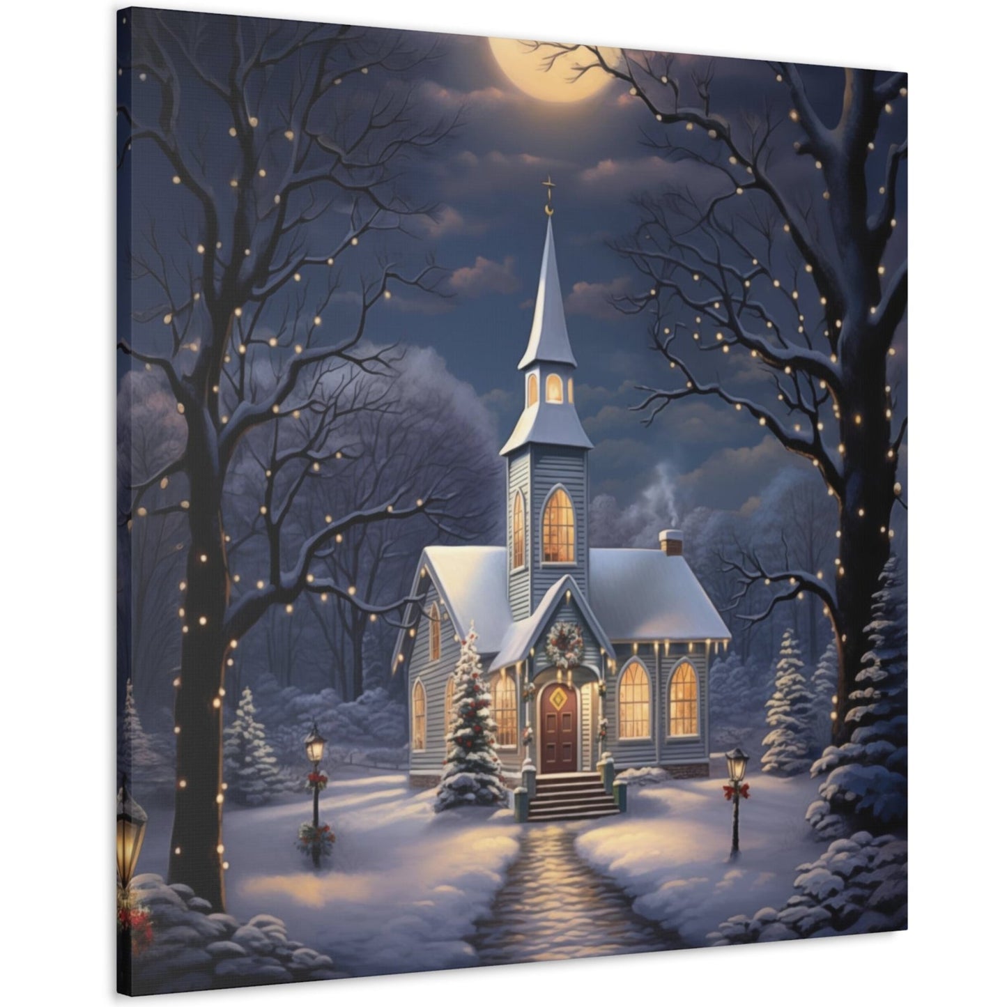 Christmas church canvas Print gifts