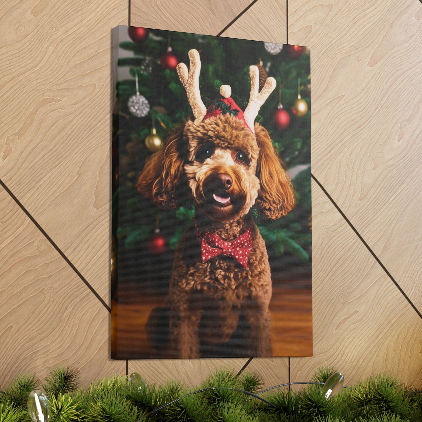 Christmas Poodles with Santa hat decor ideas