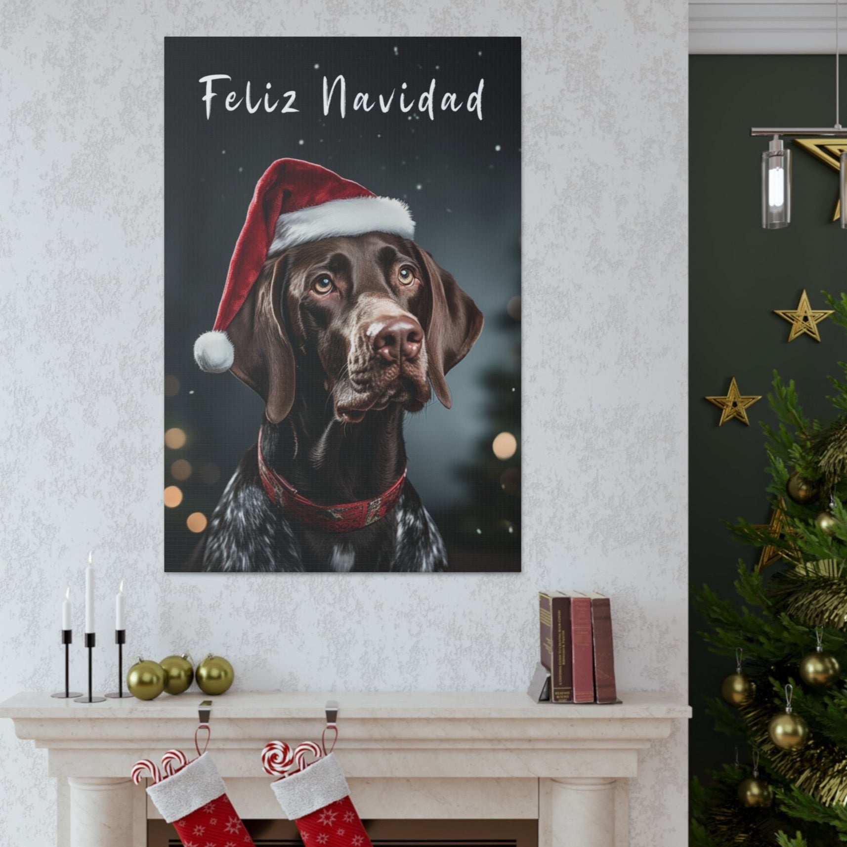 Christmas German Shorthaired Pointer Feliz Navidad wall decor