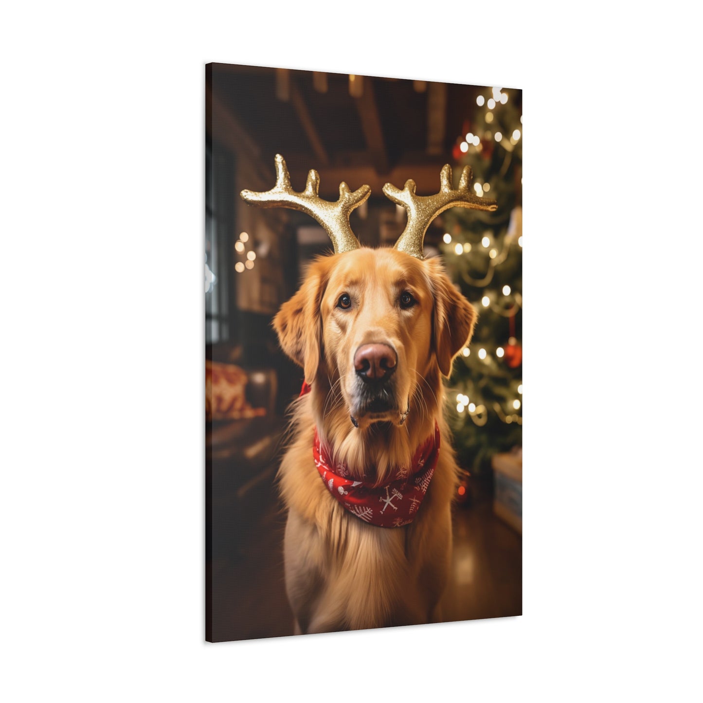 Christmas Golden Retriever with reindeer antlers decor ideas