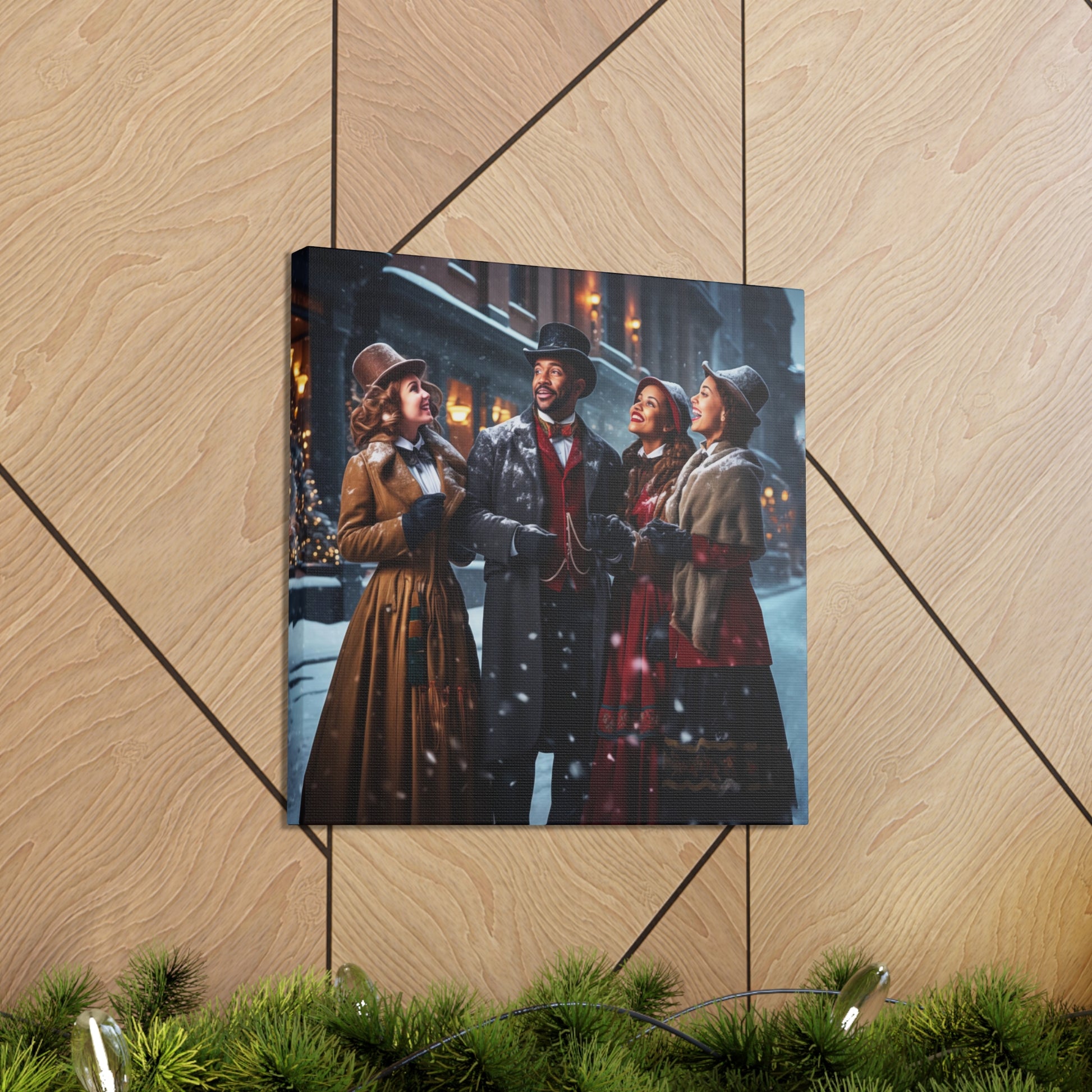 Christmas carolers wall poster