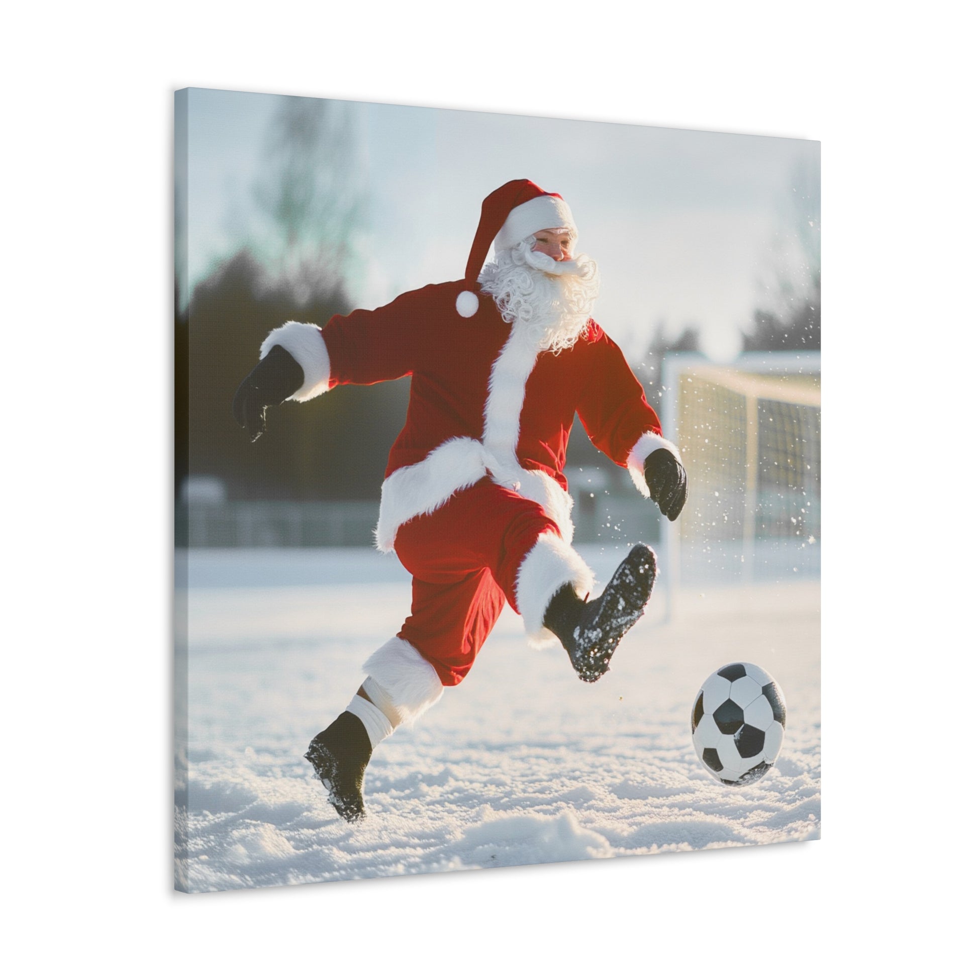 santa claus playing soccer goal aesthetic picture