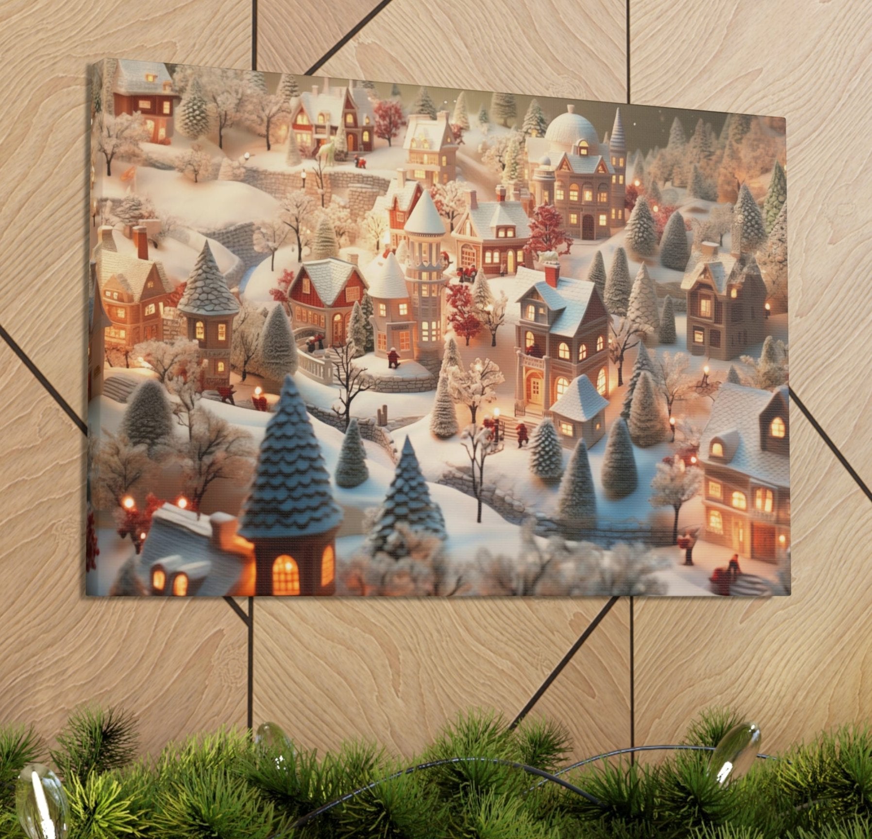 christmas village wall canvas print gifts