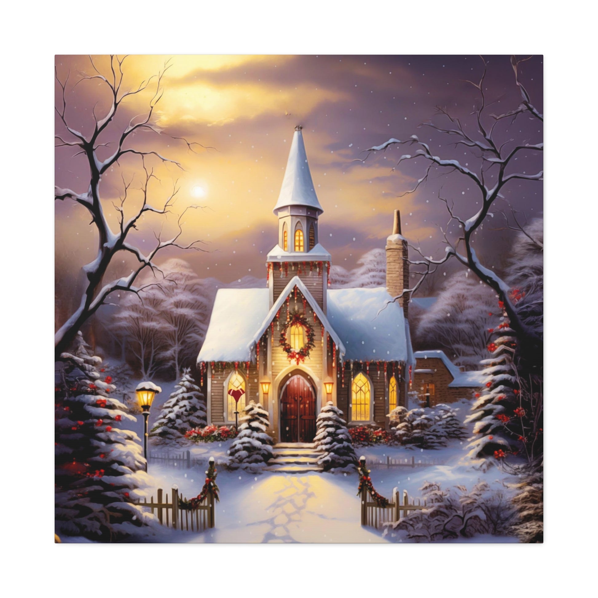 country church Christmas wall art