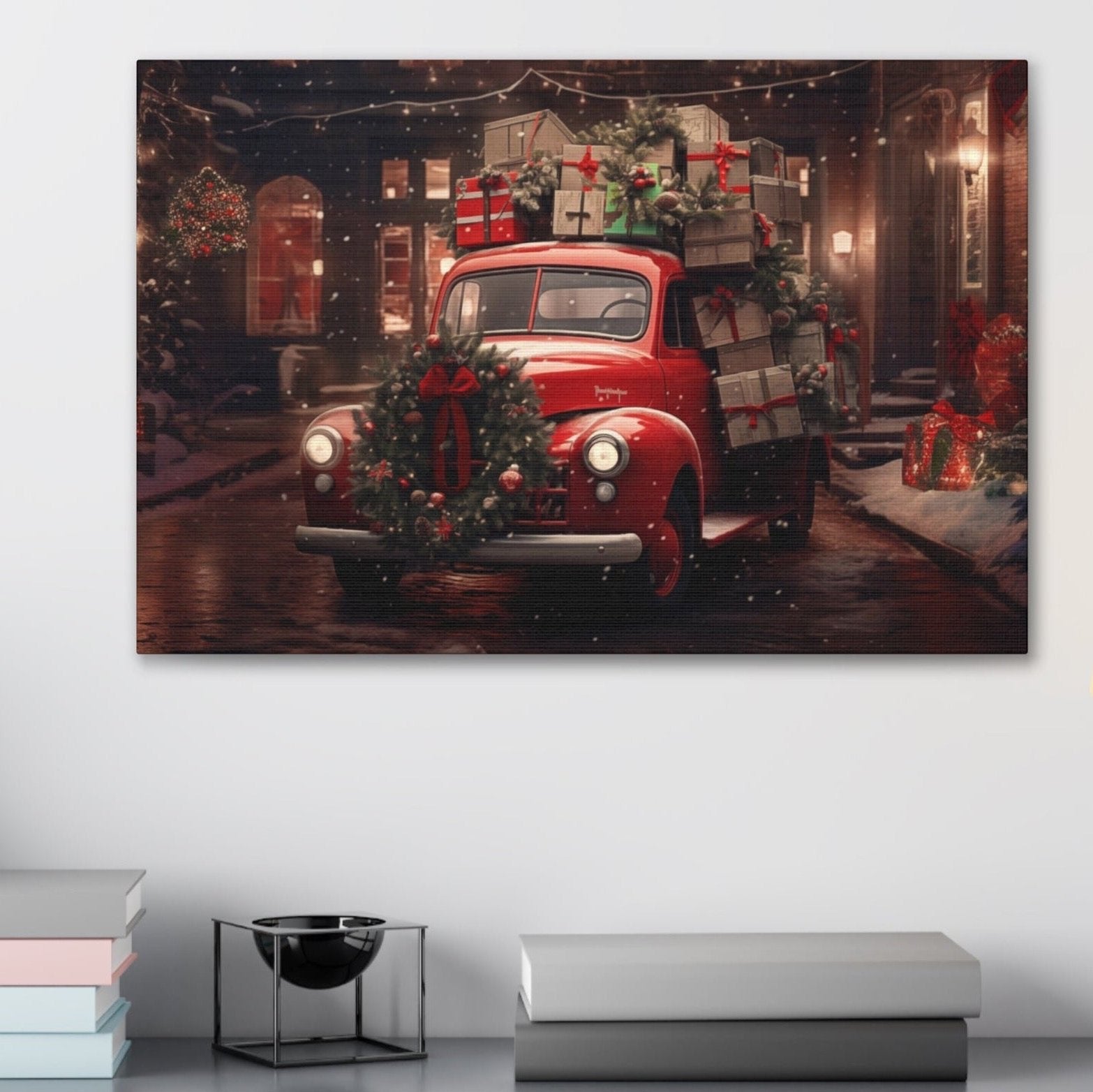 Christmas truck canvas prints