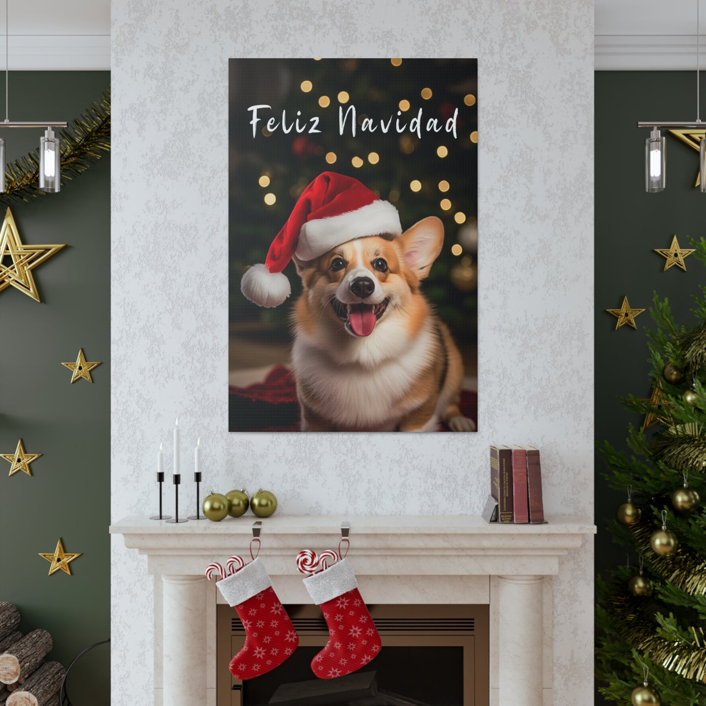 Christmas Pembroke Welsh Corgi Feliz Navidad wall decor