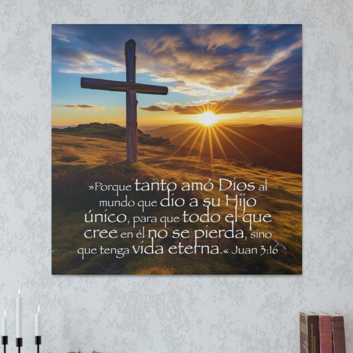 christian cross art John 3:16 canvas print
