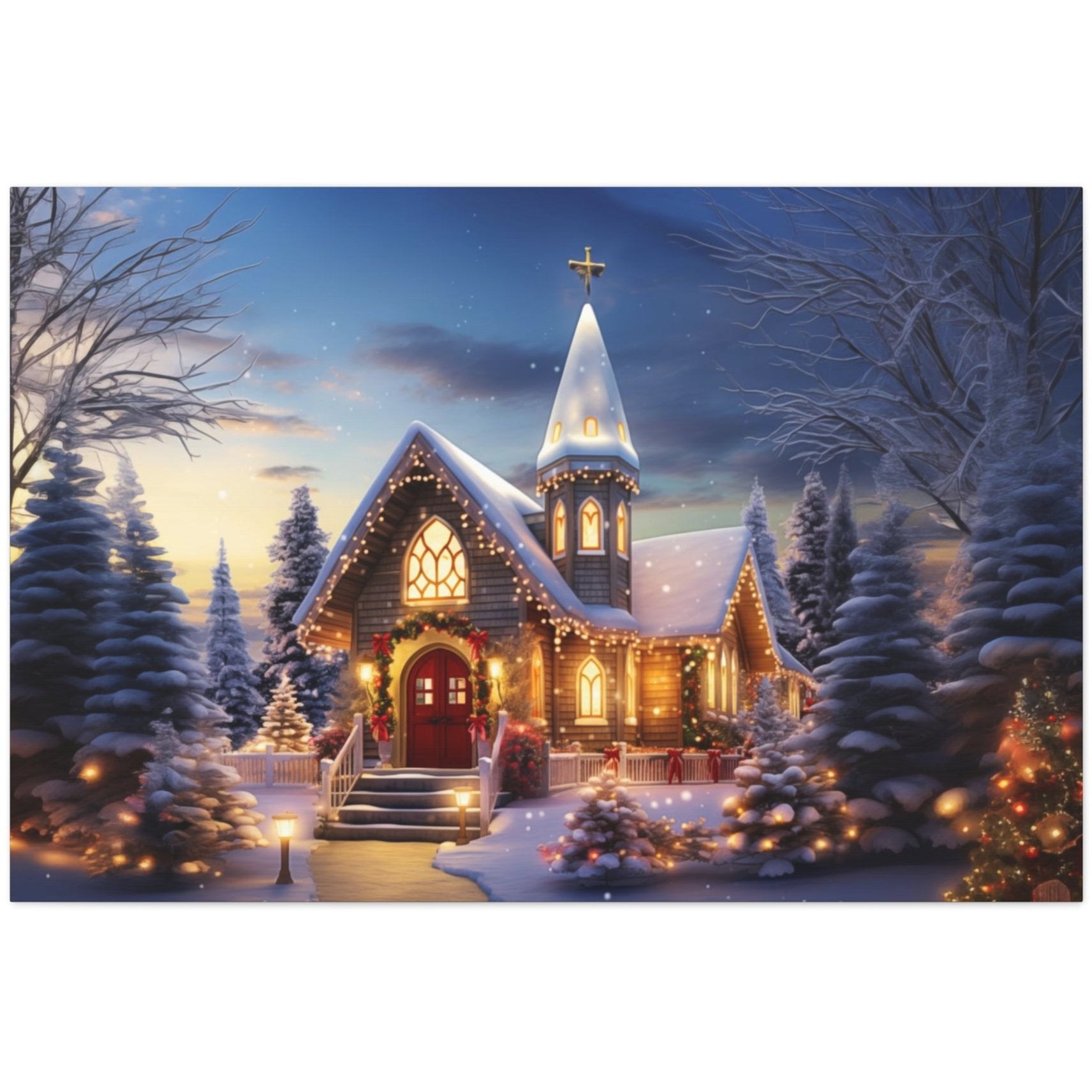 country church Christmas wall art