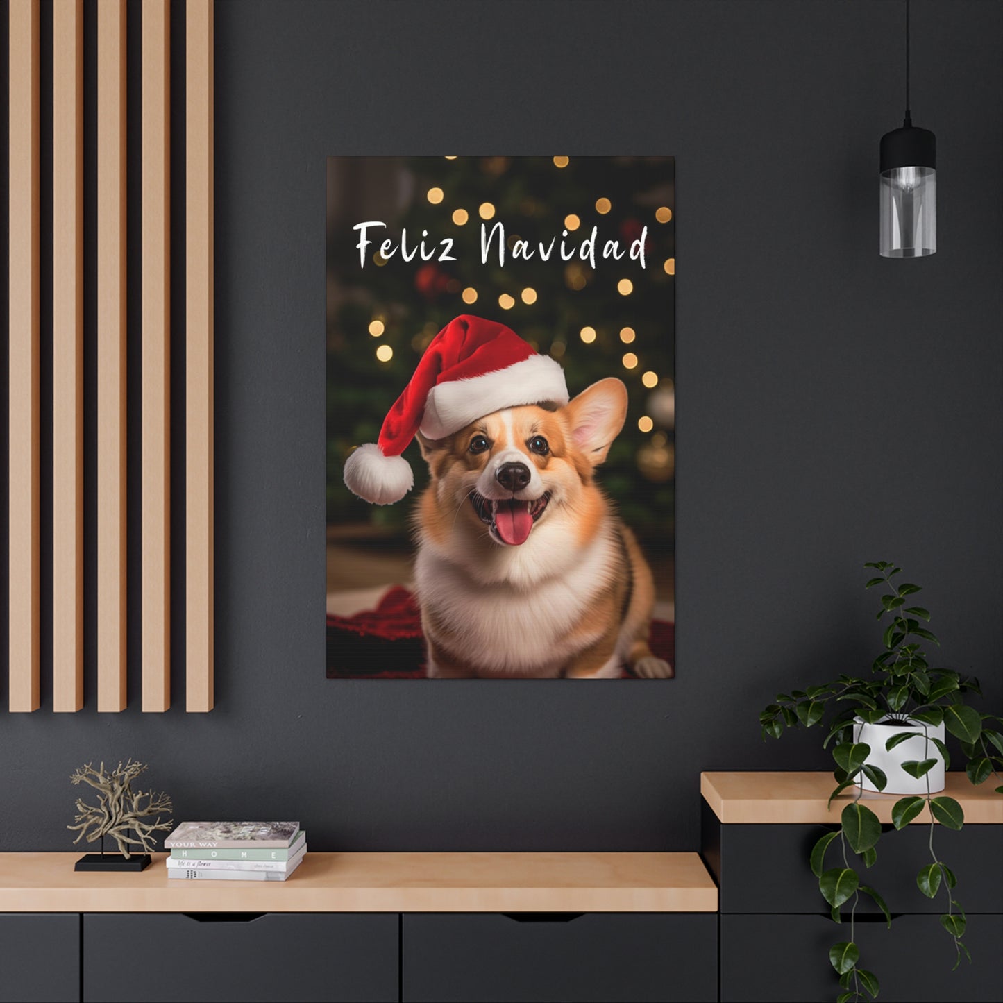 Christmas Pembroke Welsh Corgi Feliz Navidad canvas prints