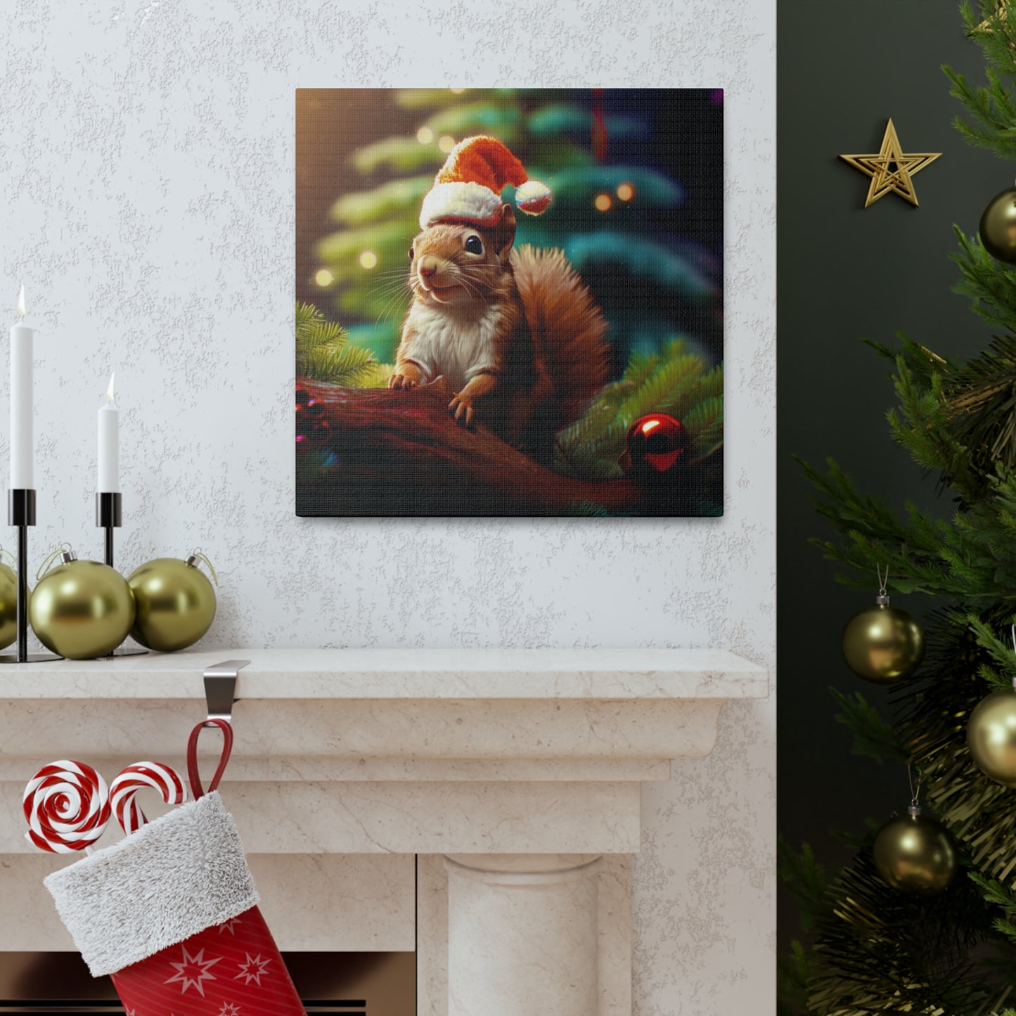Christmas Squirrel canvas prints