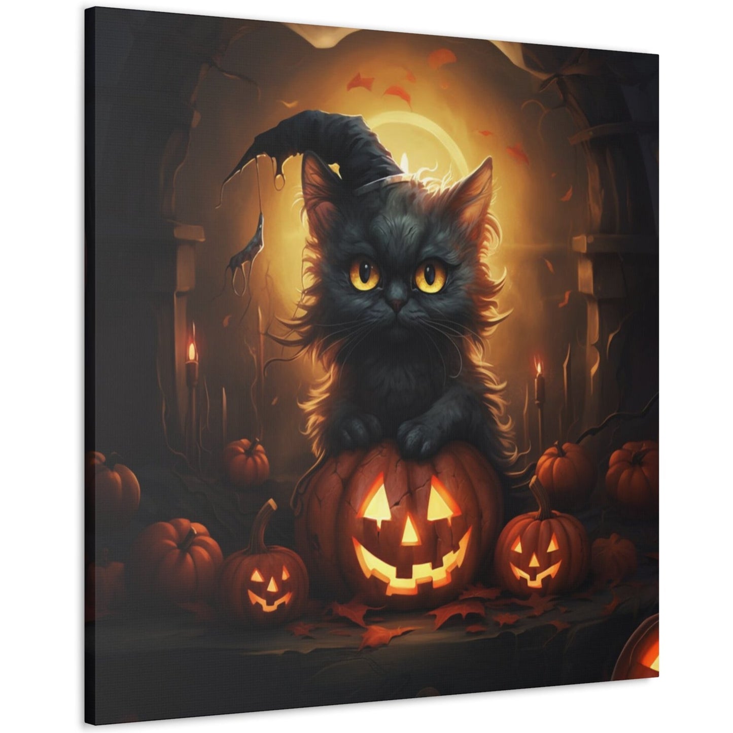 Halloween black cat art prints