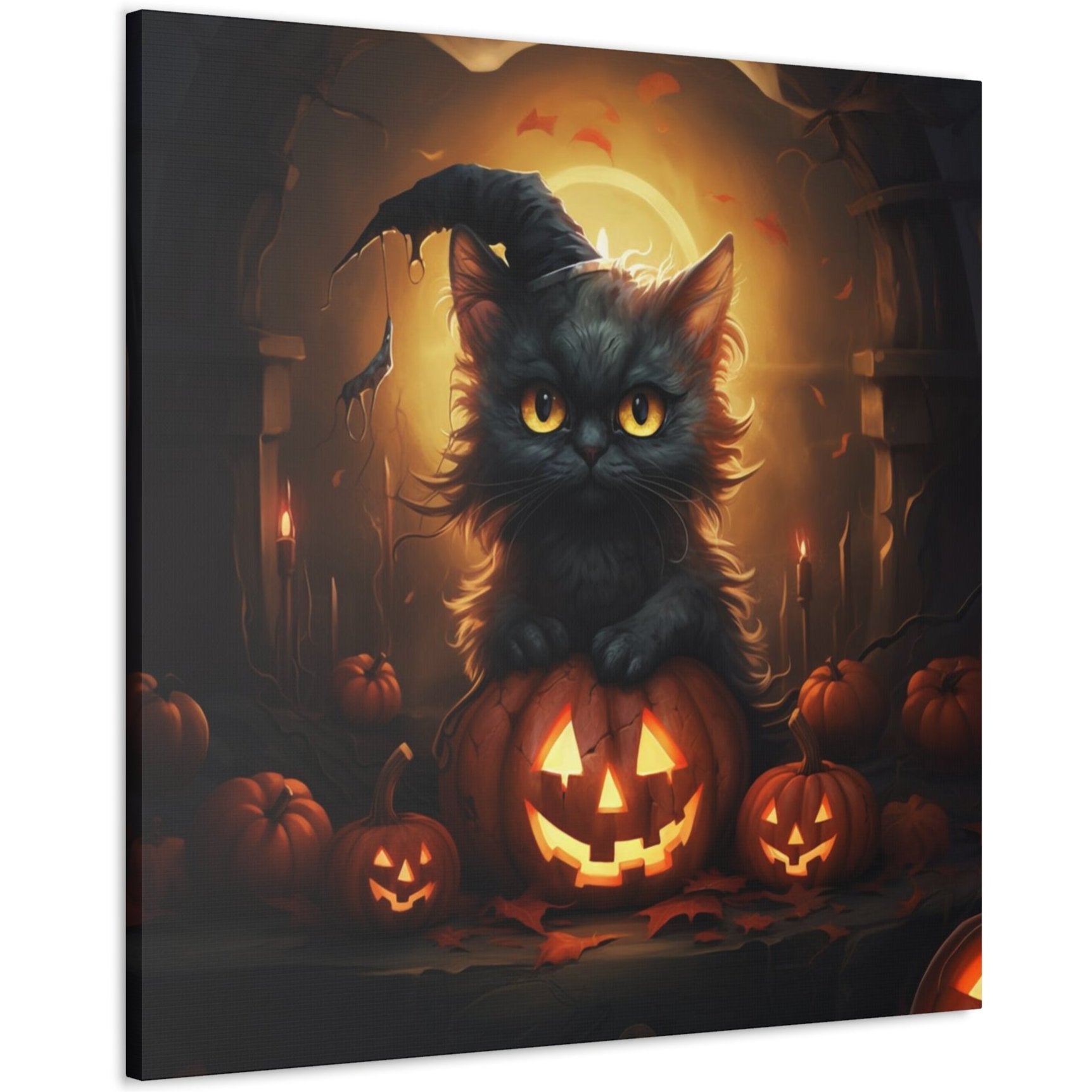 Halloween black cat art prints