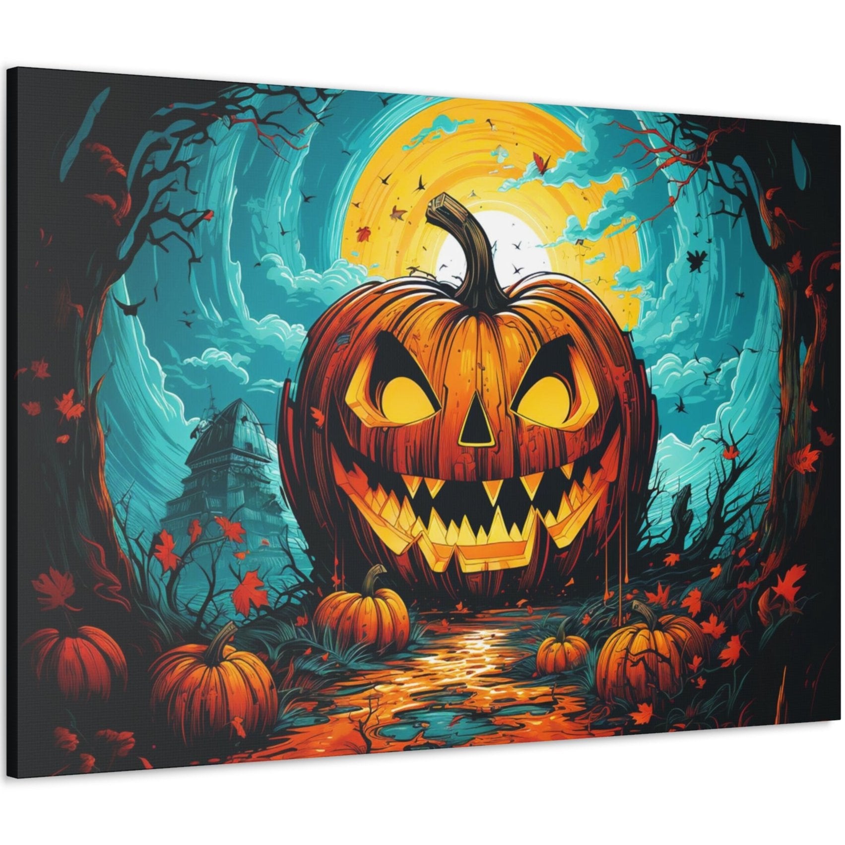 aesthetic Halloween pop art jack-o-lantern canvas print