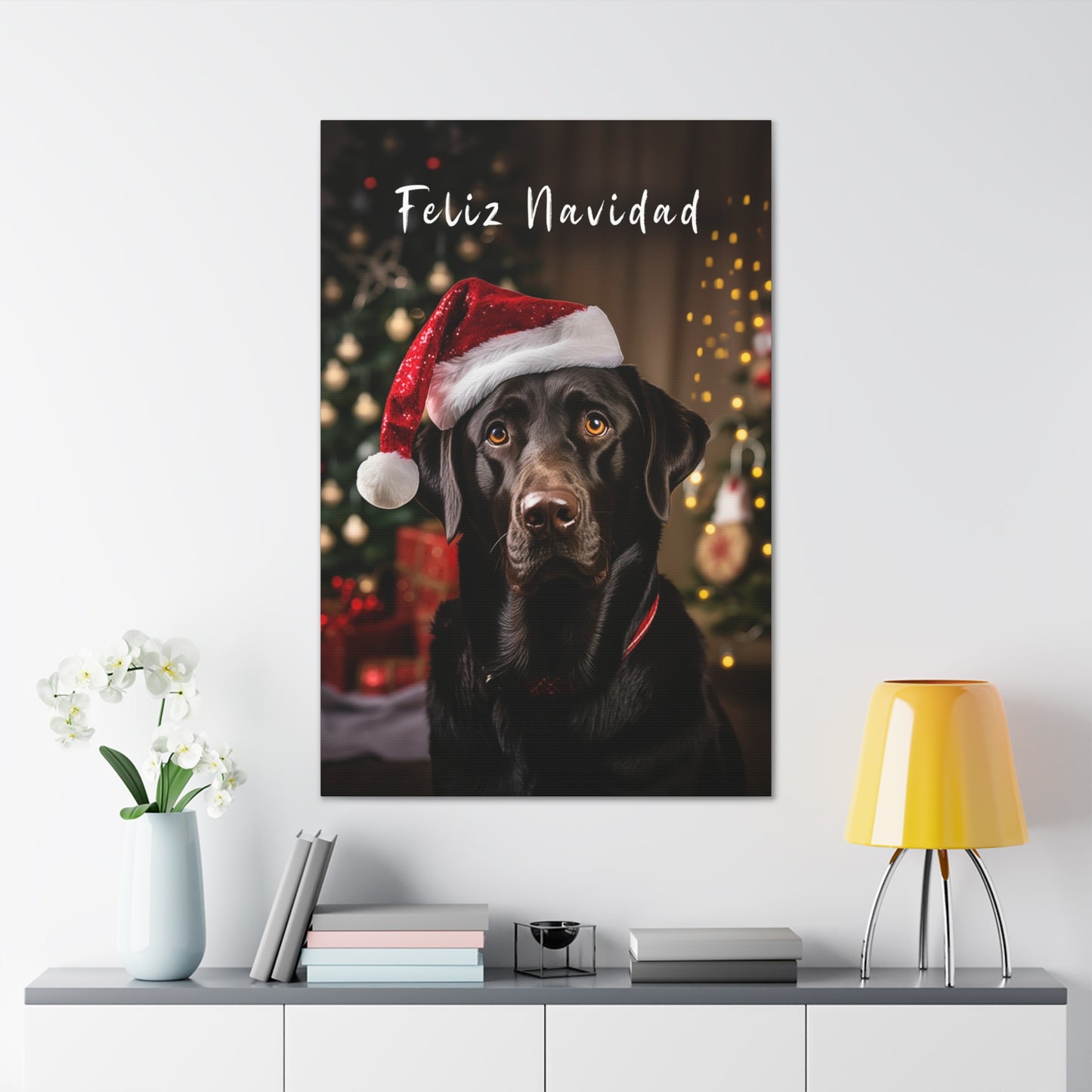 Christmas Black Lab Feliz Navidad wall decor
