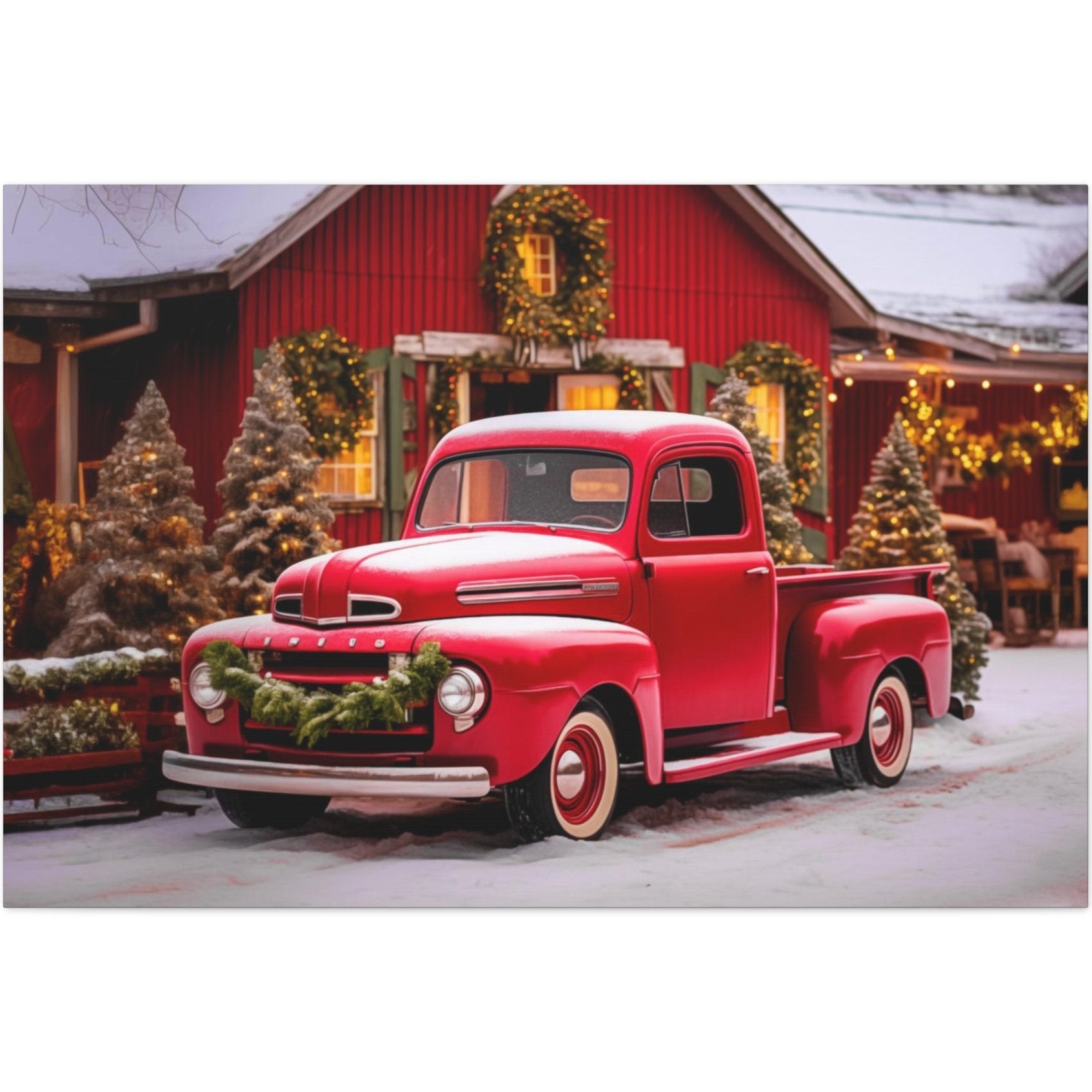 red christmas truck wall art decor