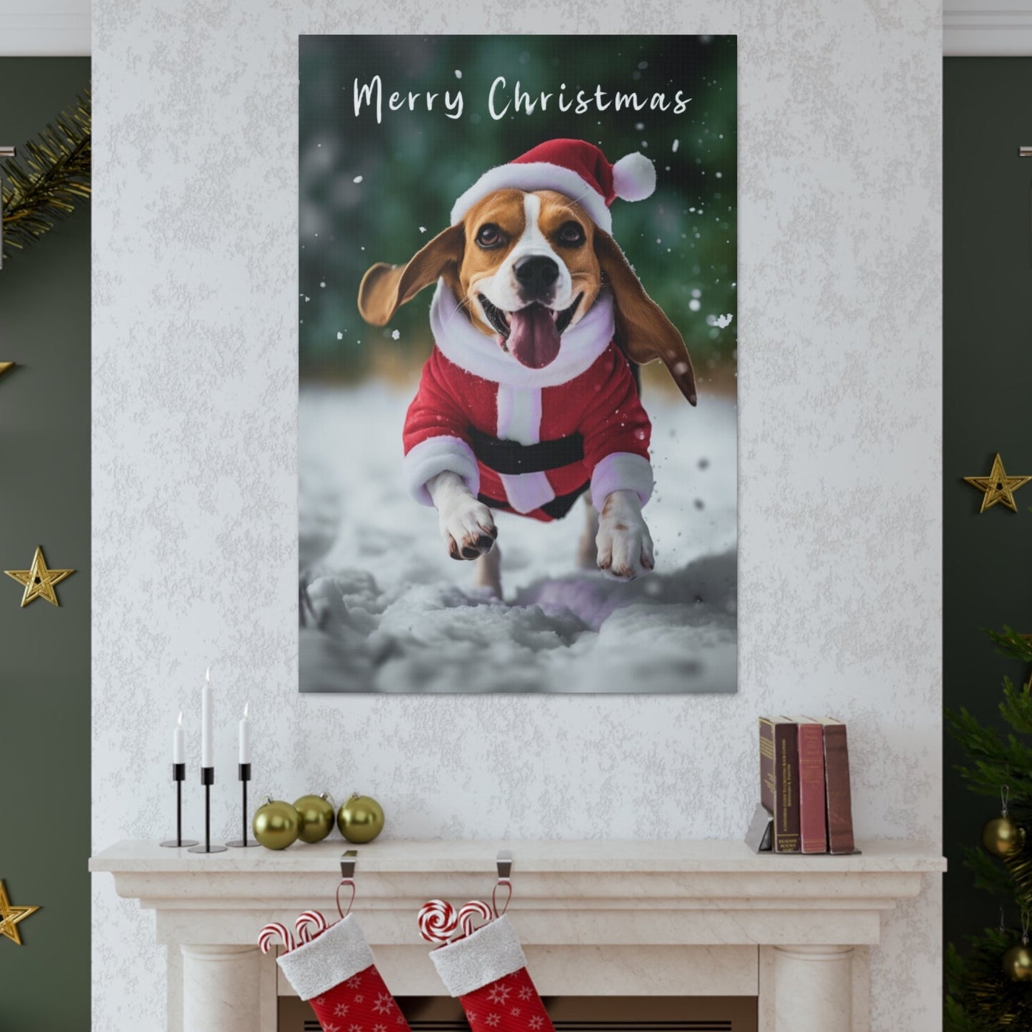 Merry Christmas Beagles canvas prints