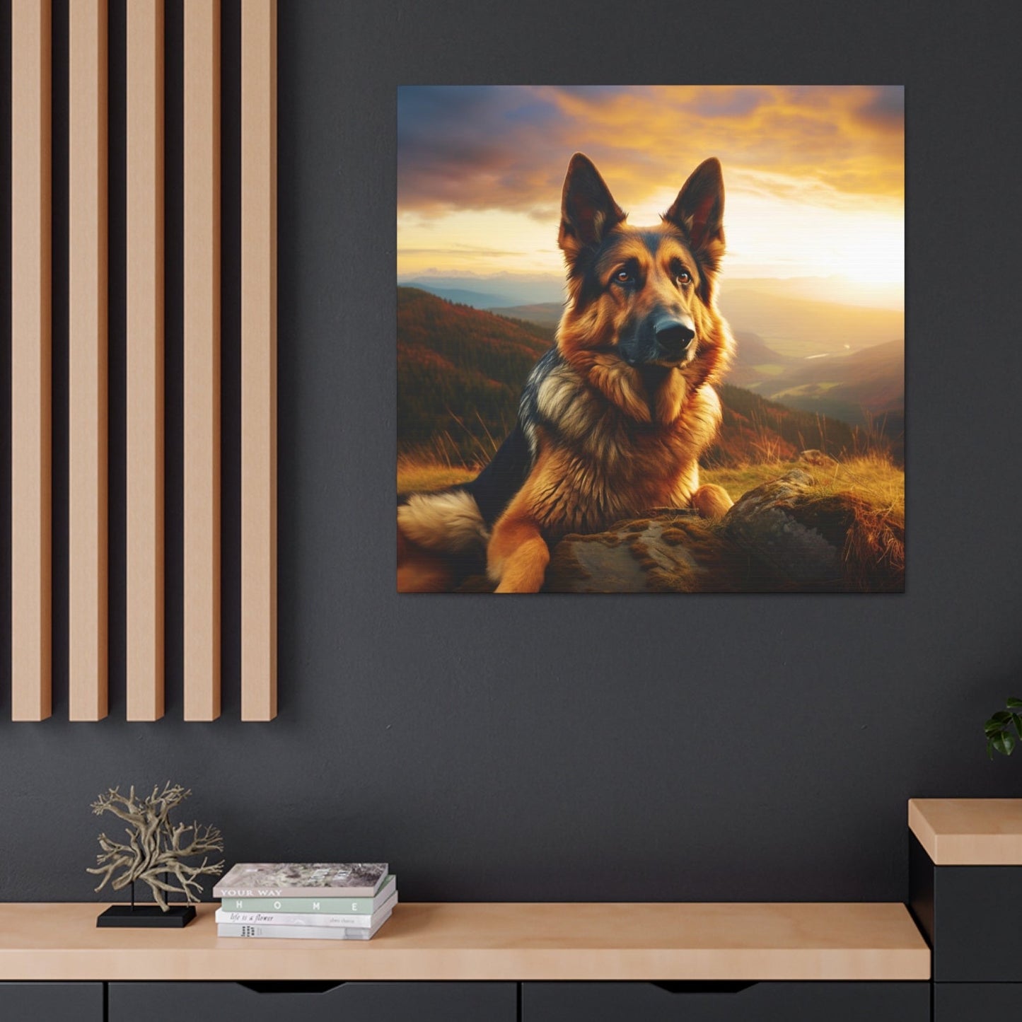 German Shepherd decor sunset