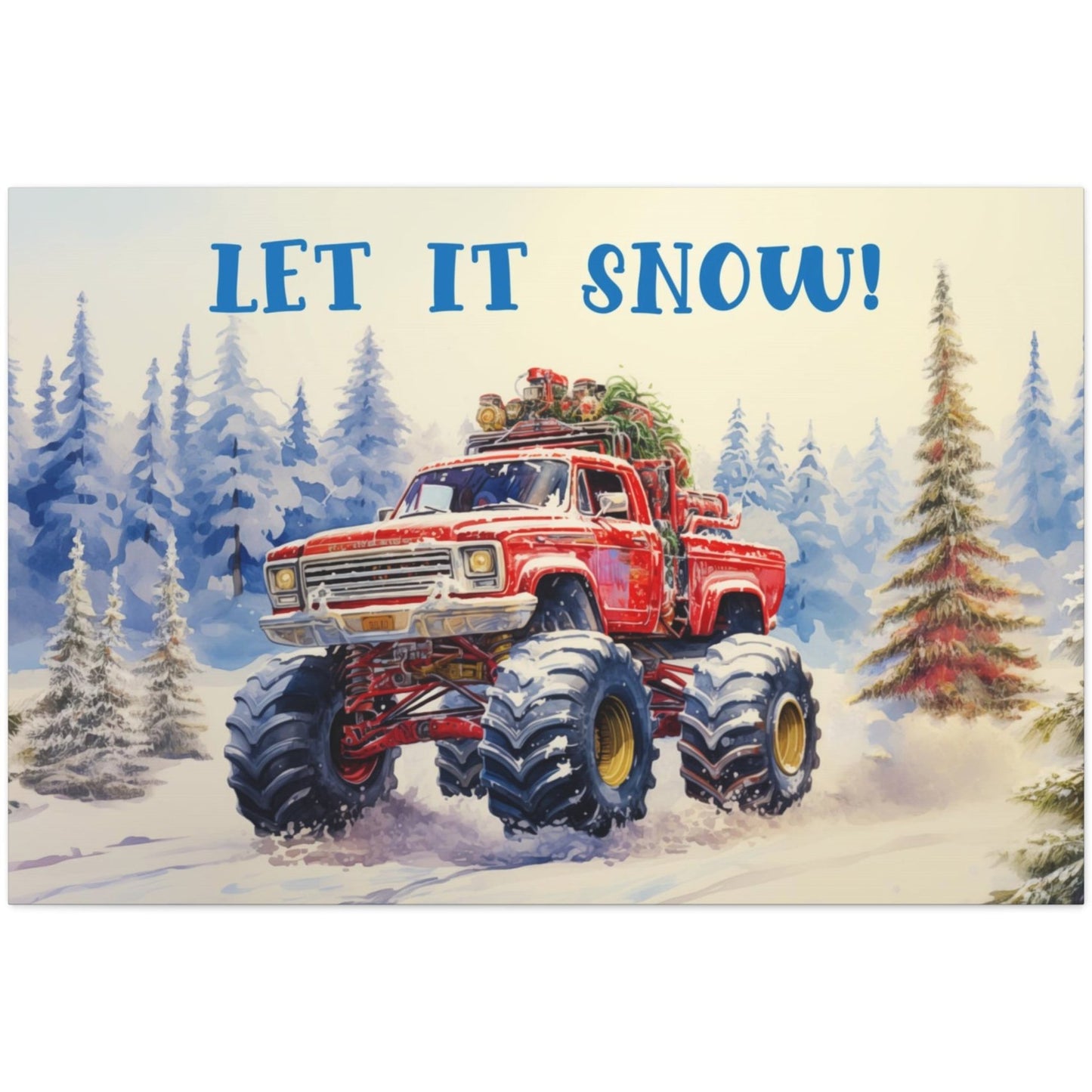 red christmas pickup truck wall decor art
