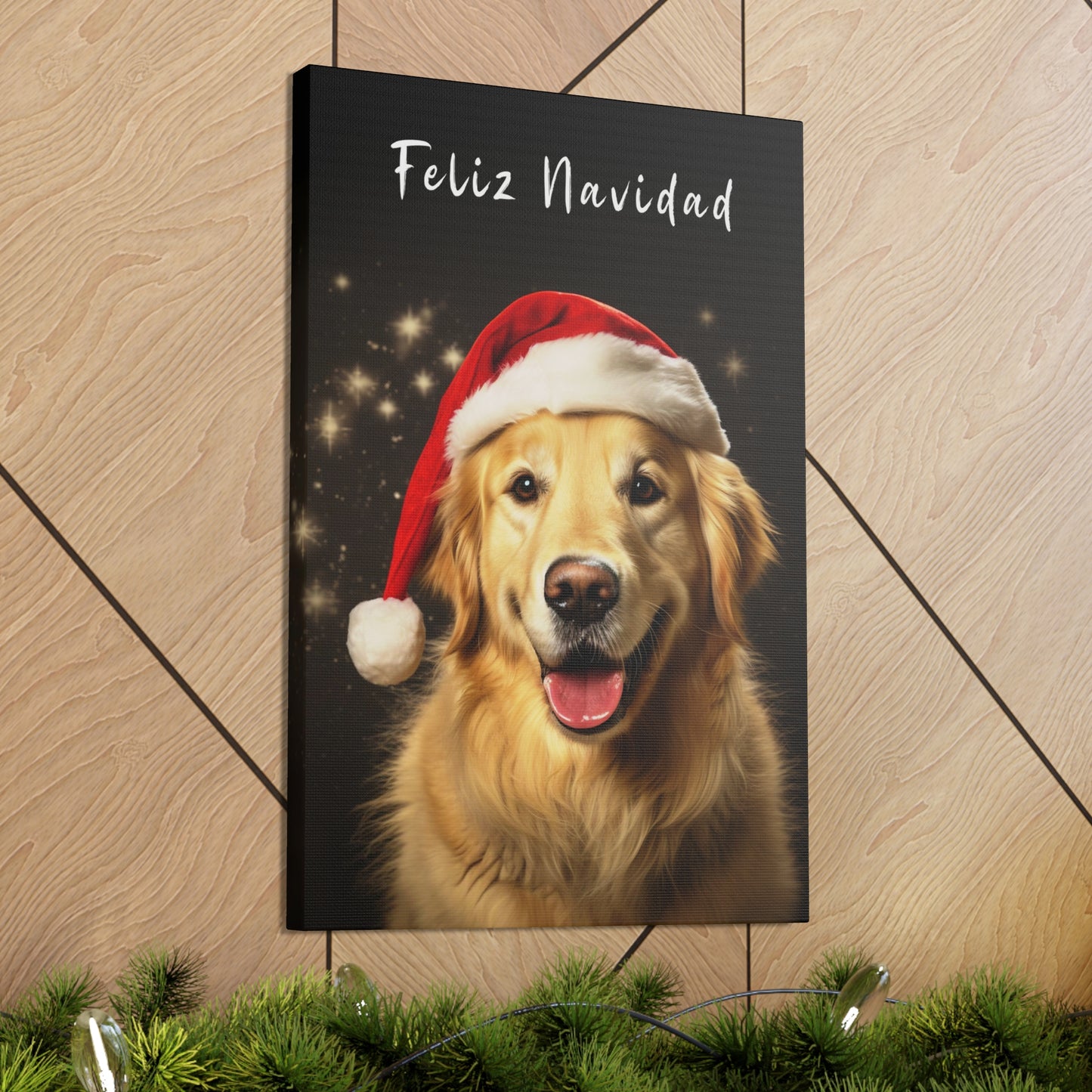 Christmas Golden Retriever with Santa hat decor ideas