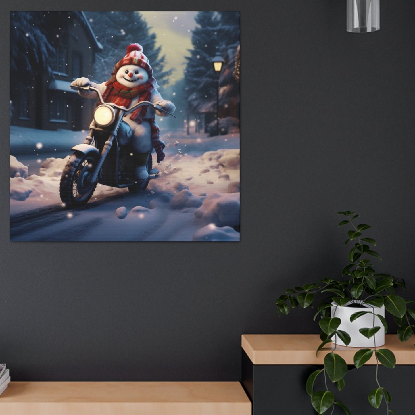 happy snowman canvas print