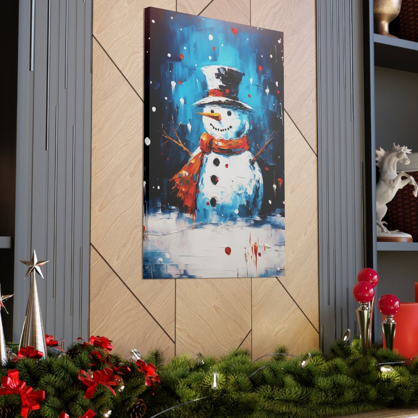Impressionist-Style Snowman canvas prints