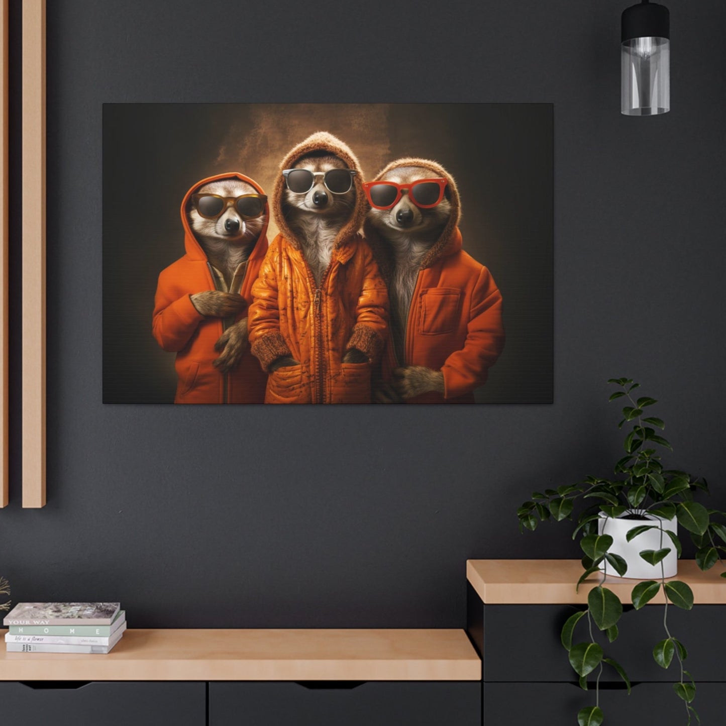 Meerkats stretched canvas print