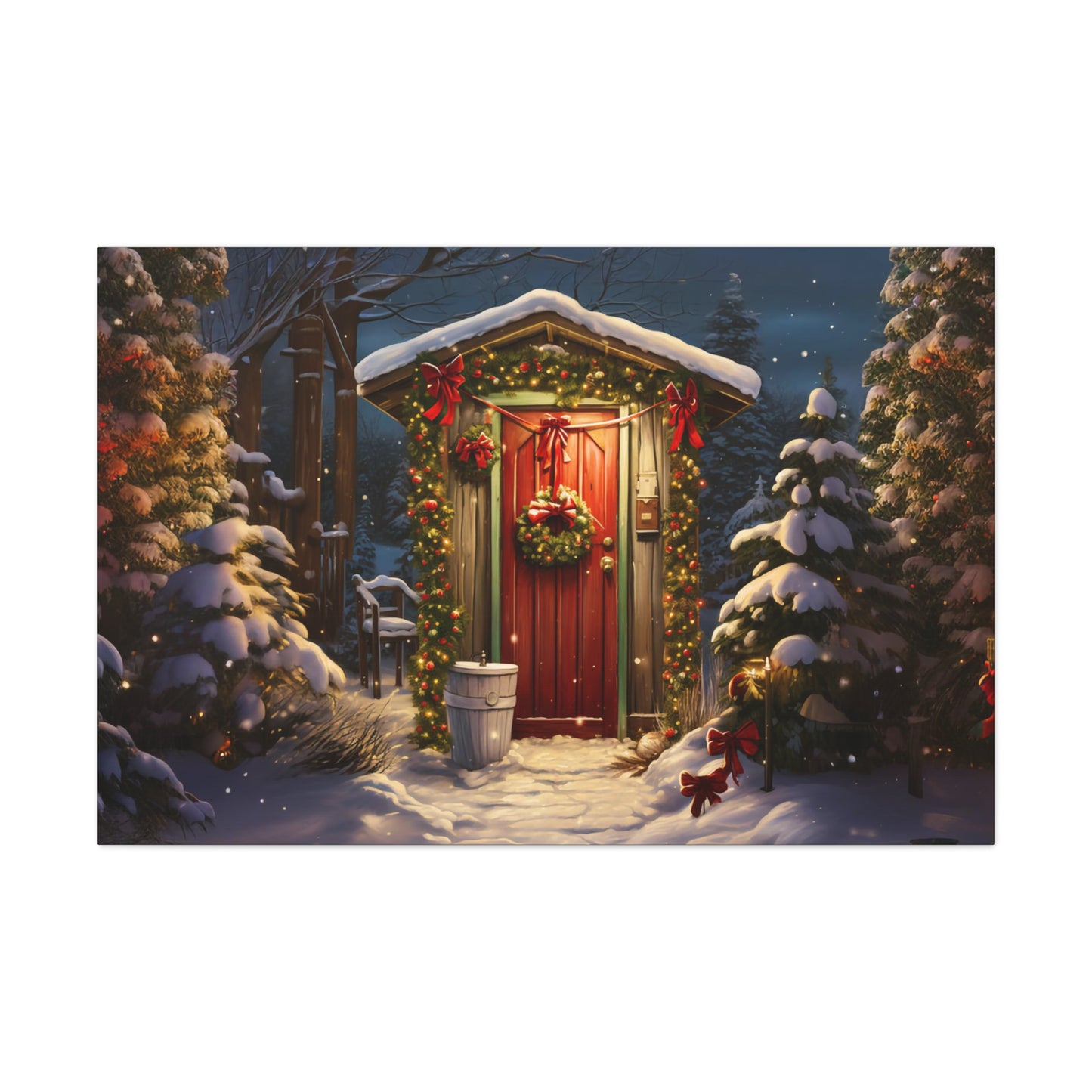 christmas wall art, christmas shack canvas print