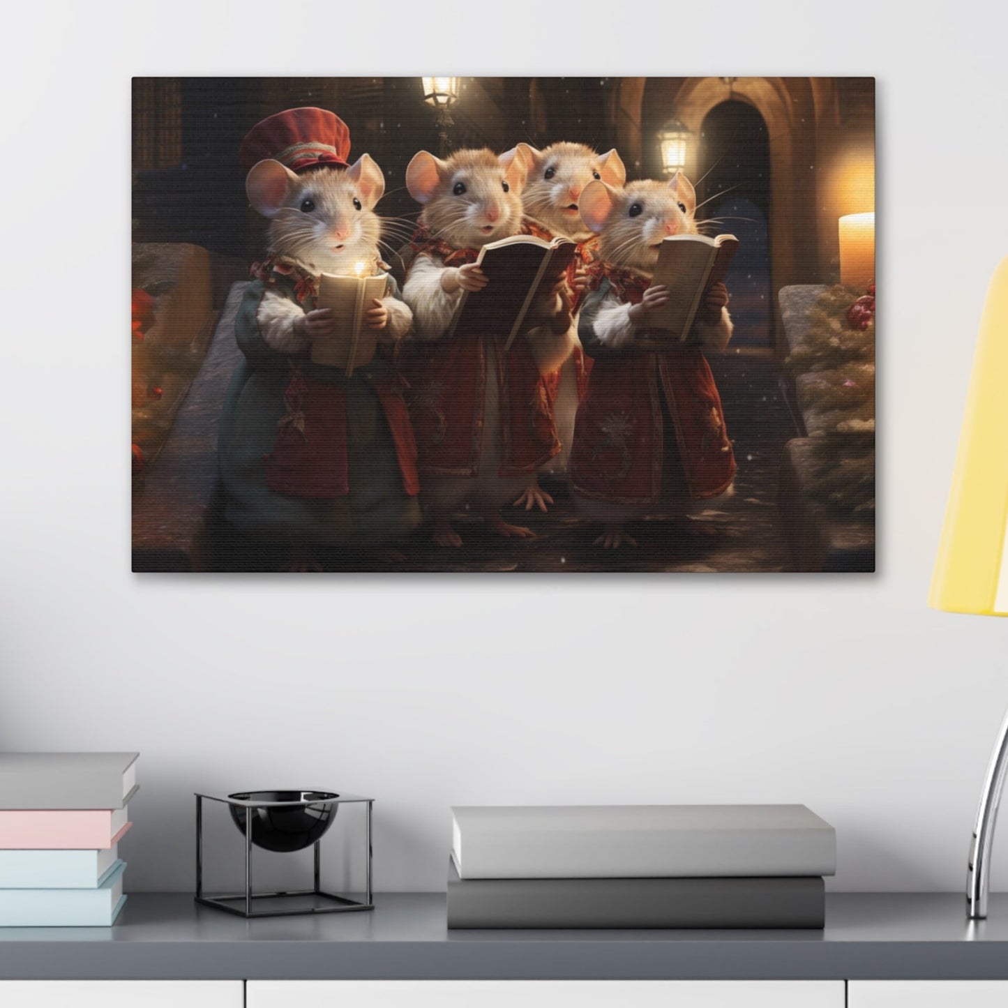 Christmas mice carolers wall decor, Christmas mice carolers art prints