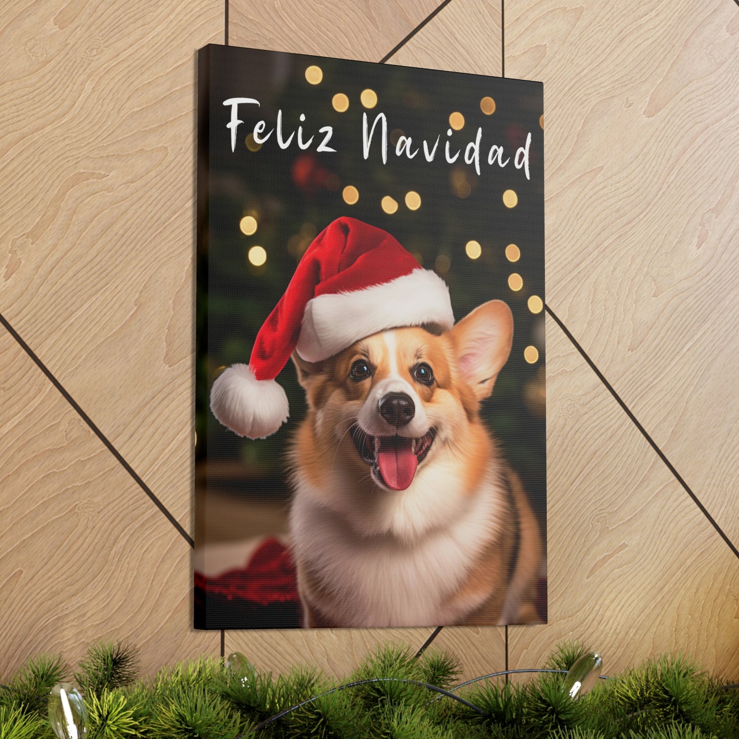 Christmas Pembroke Welsh Corgi with Santa hat decor ideas