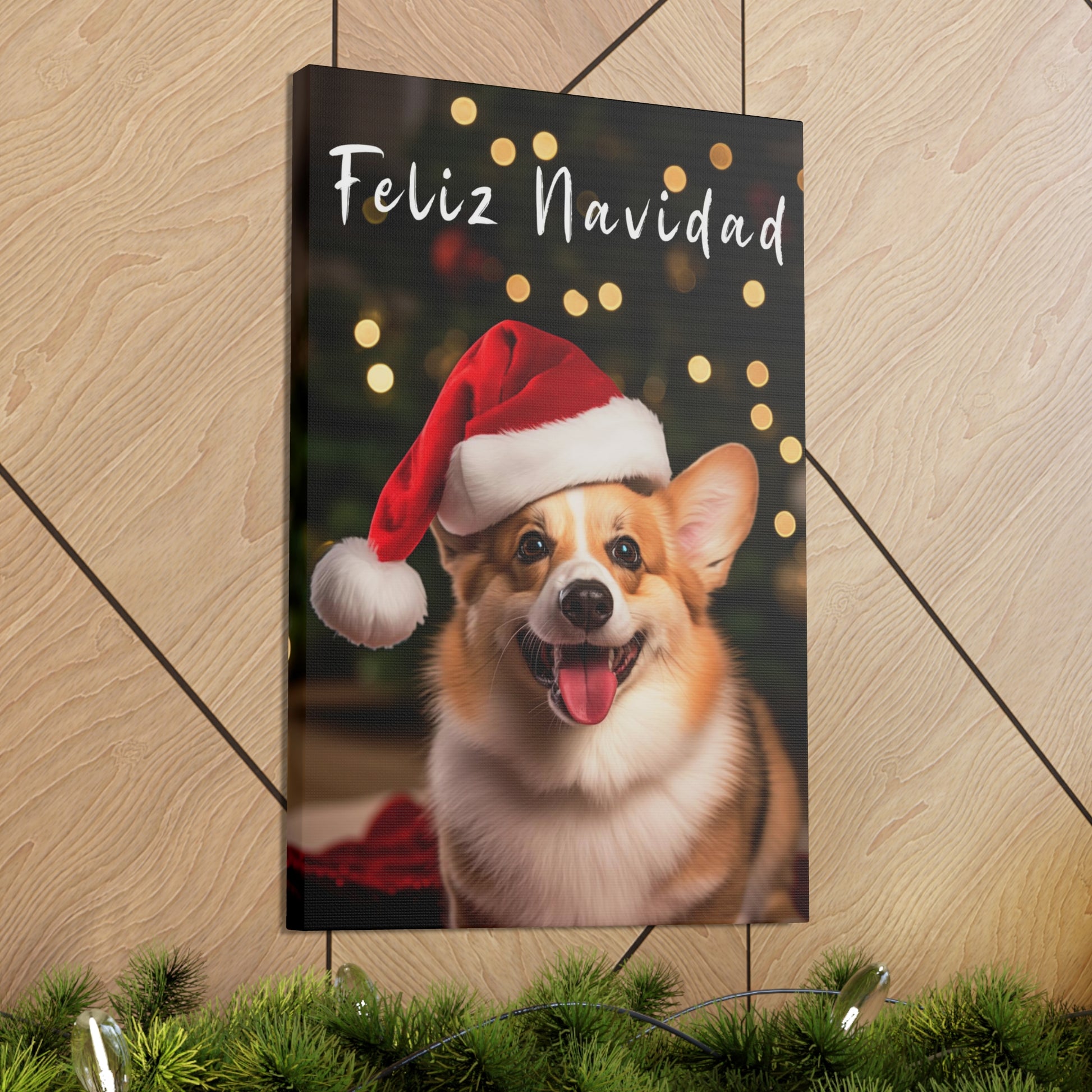 Christmas Pembroke Welsh Corgi with Santa hat decor ideas