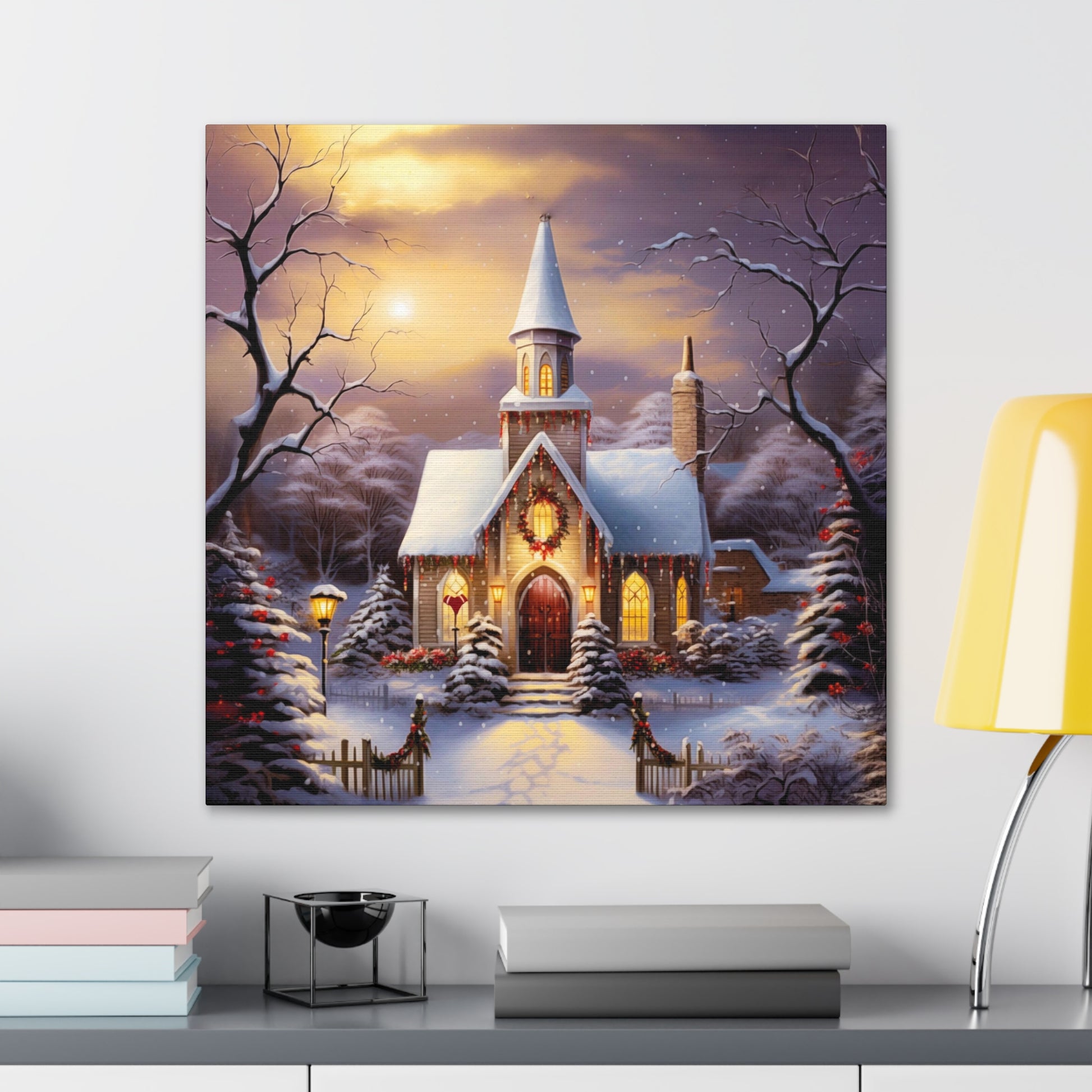 rural church Christmas wall decor