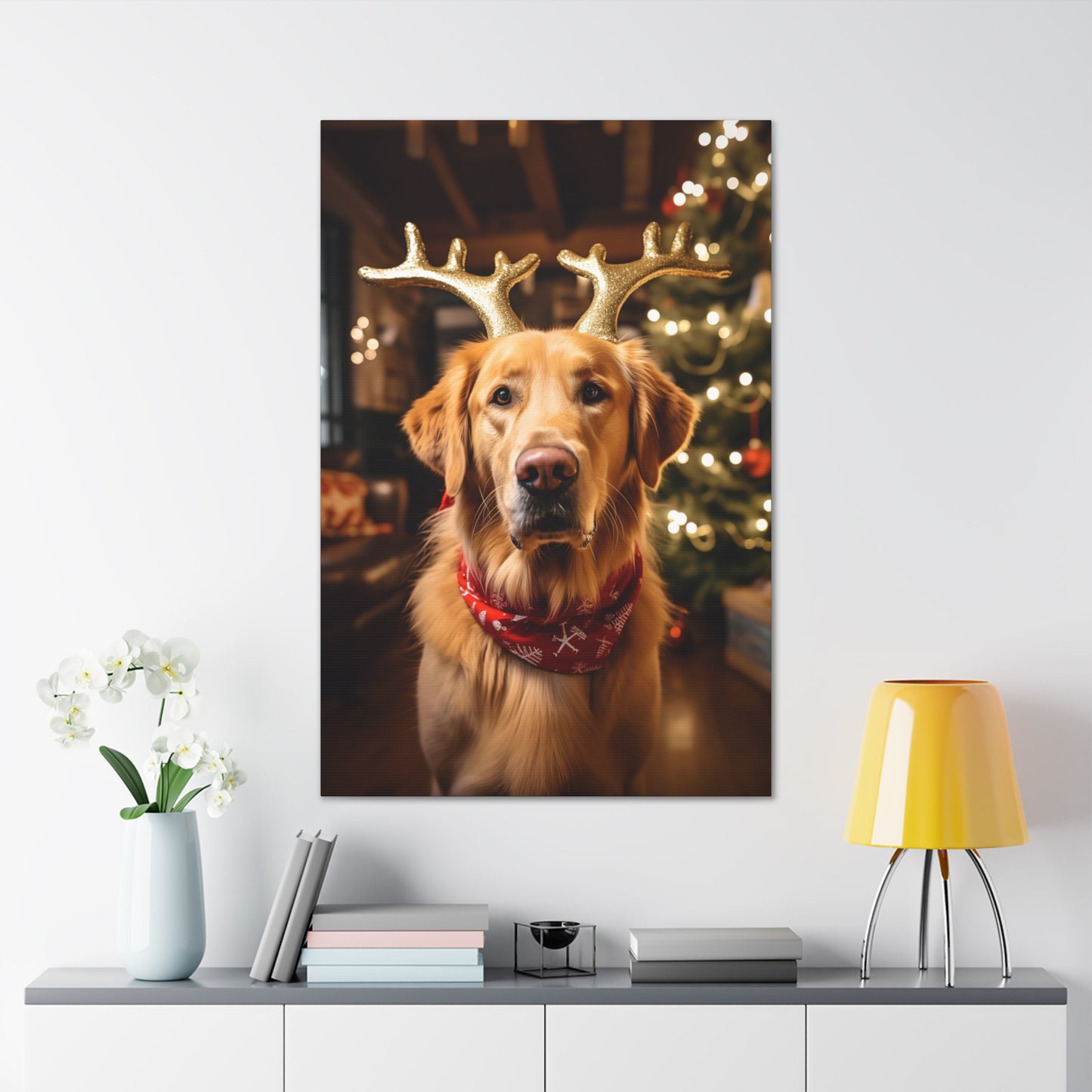 Christmas Golden Retrievers canvas prints
