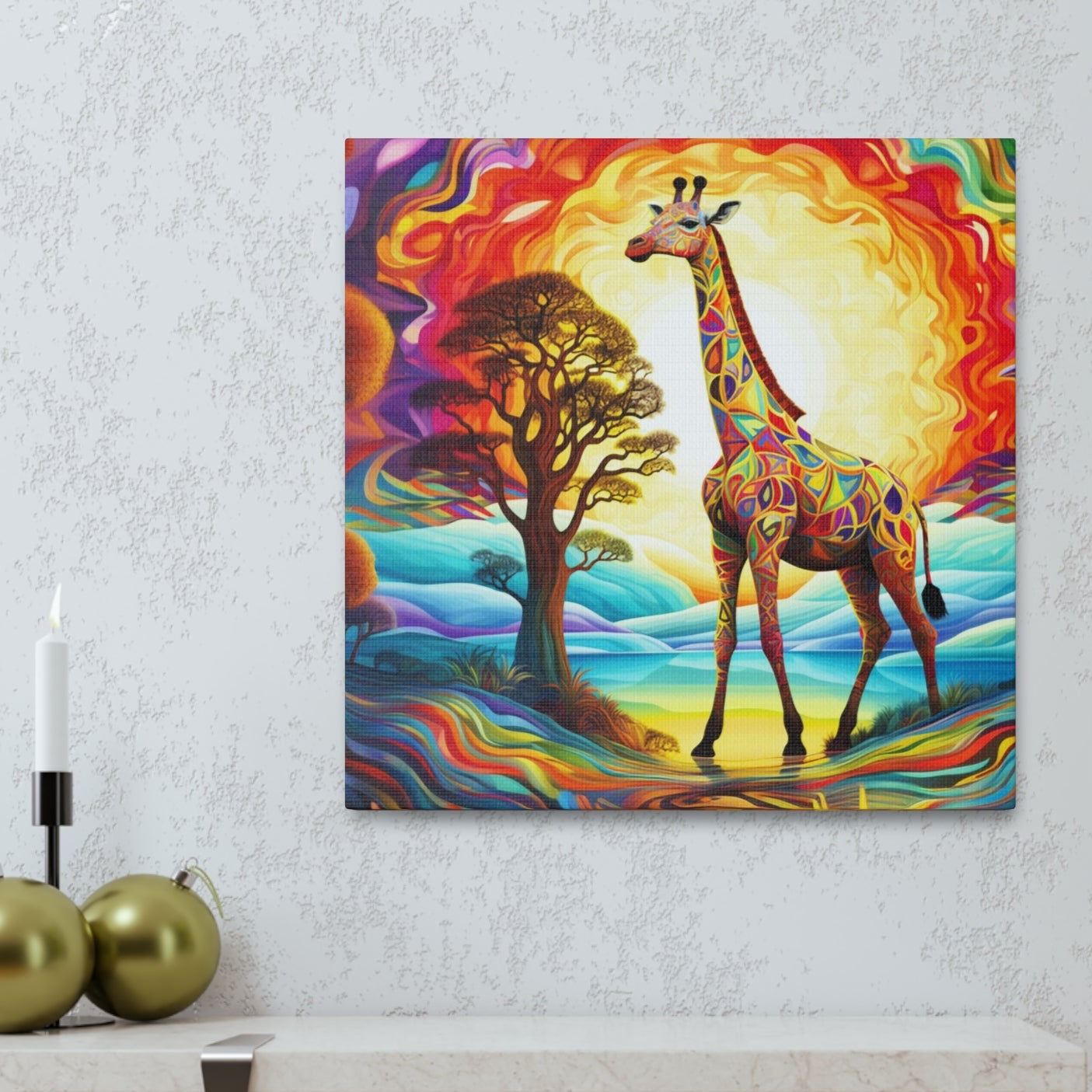 colorful giraffe indoor decor