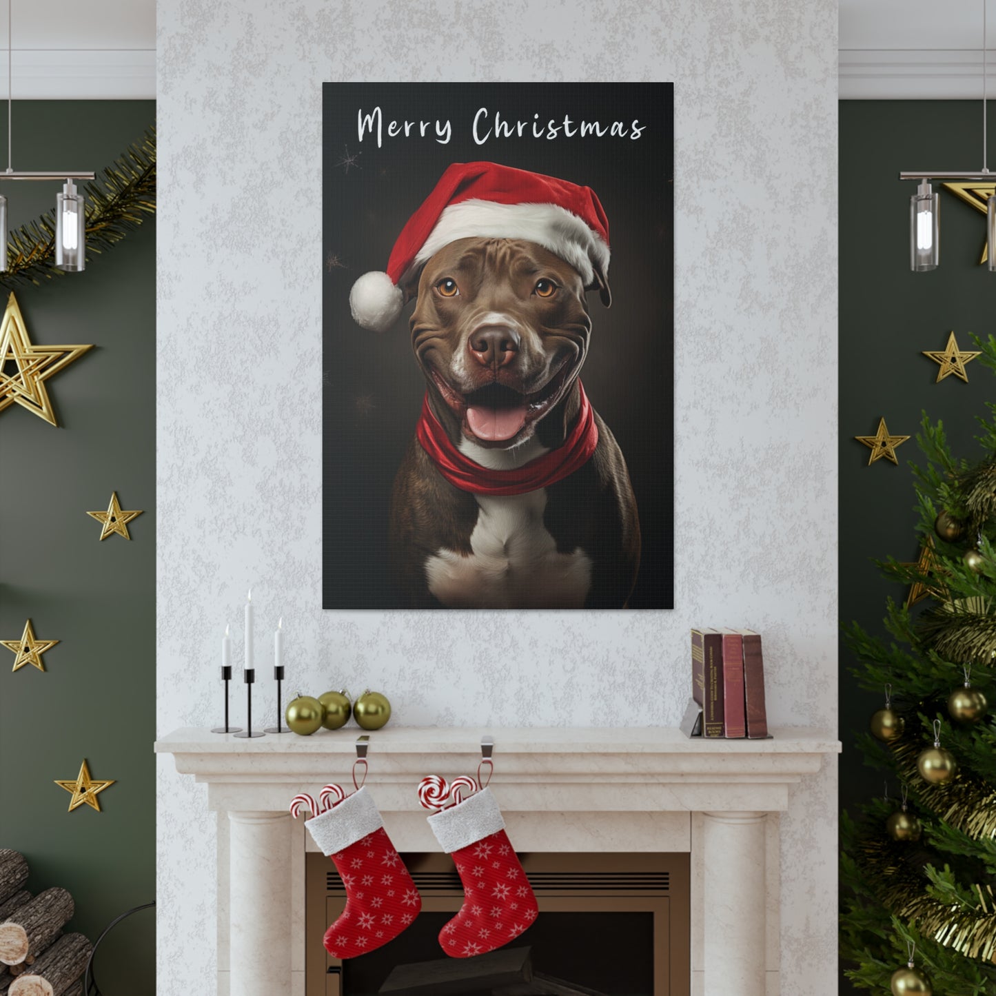 Christmas Pit Bulls Merry Christmas wall decor