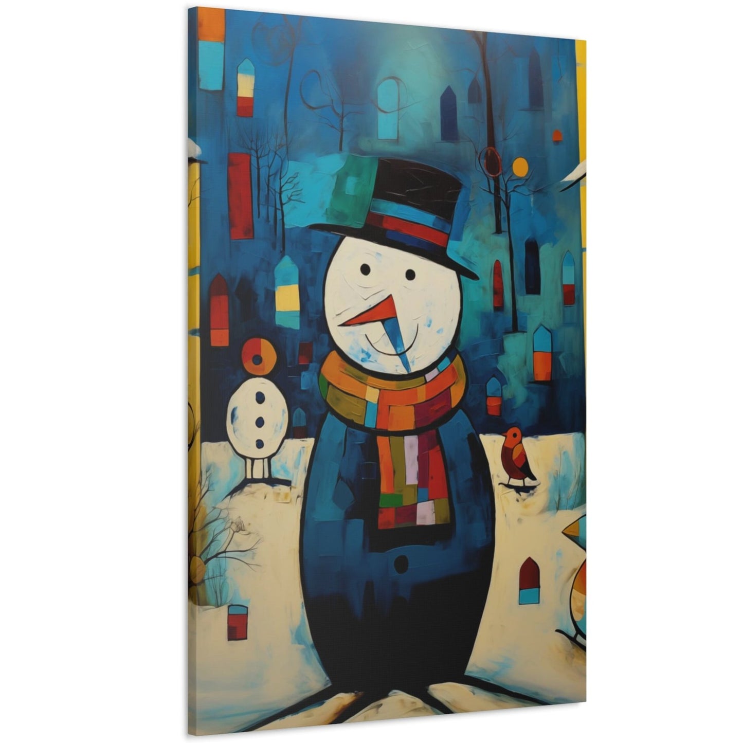 PIcasso-Style Snowman canvas prints
