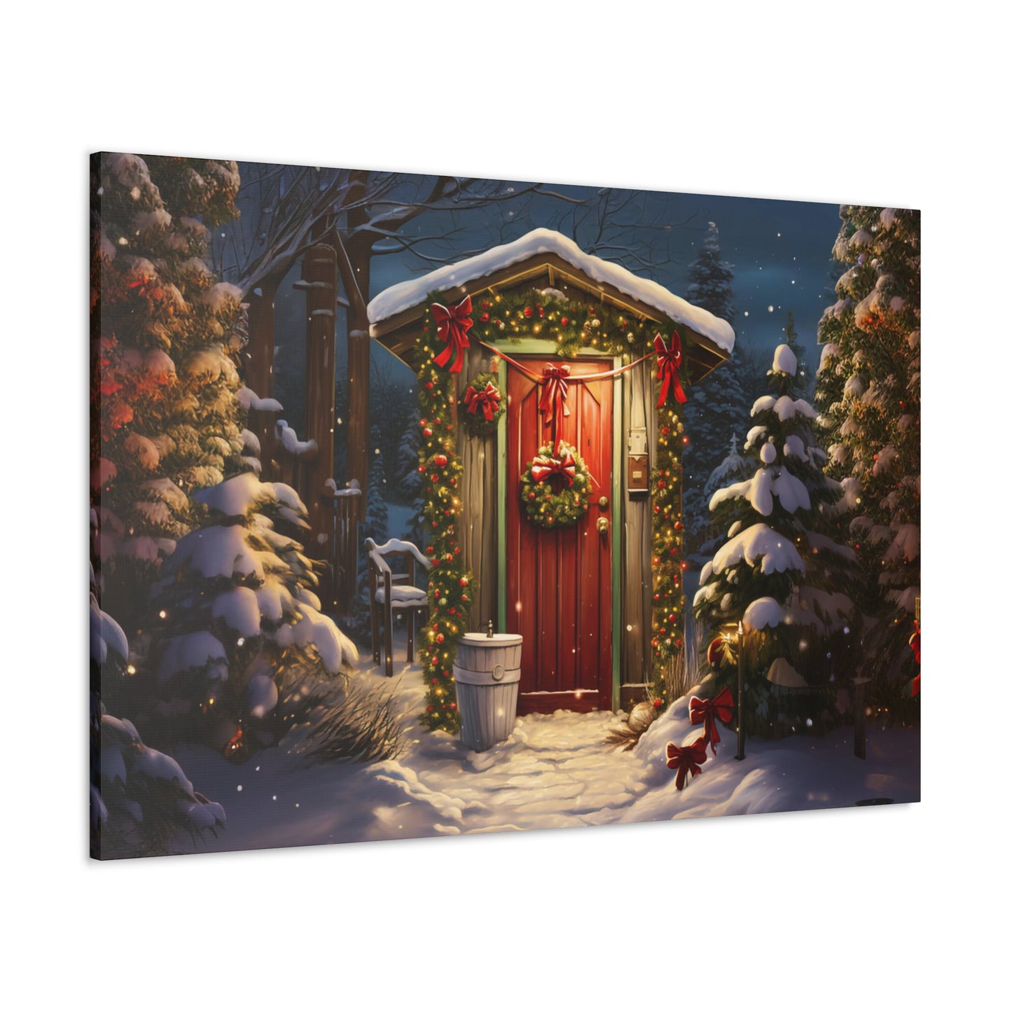 christmas scene wall art, christmas red door wall decor