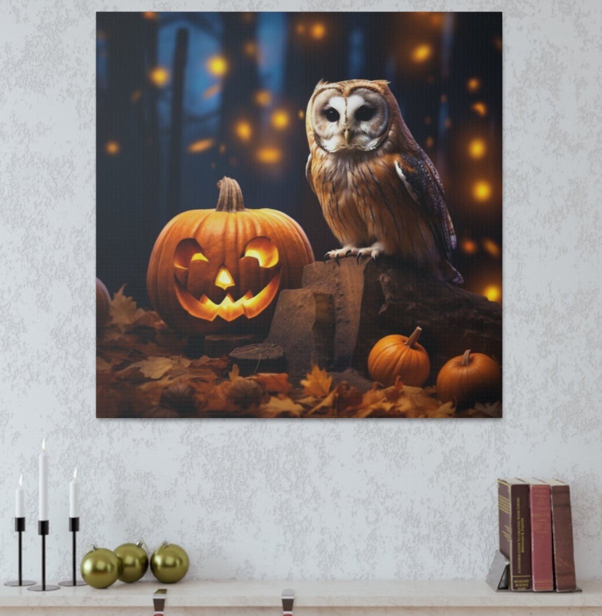 fall owl scene art
