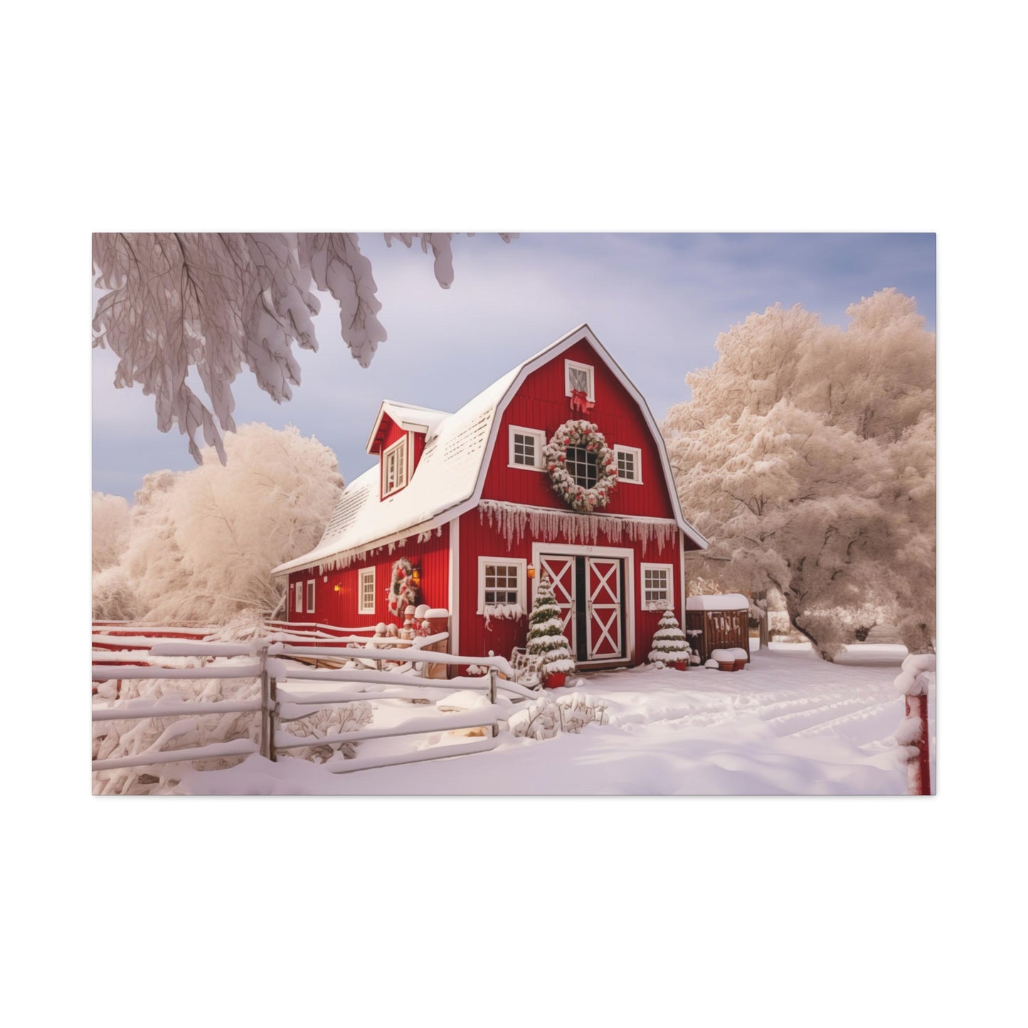 christmas red barn wall art