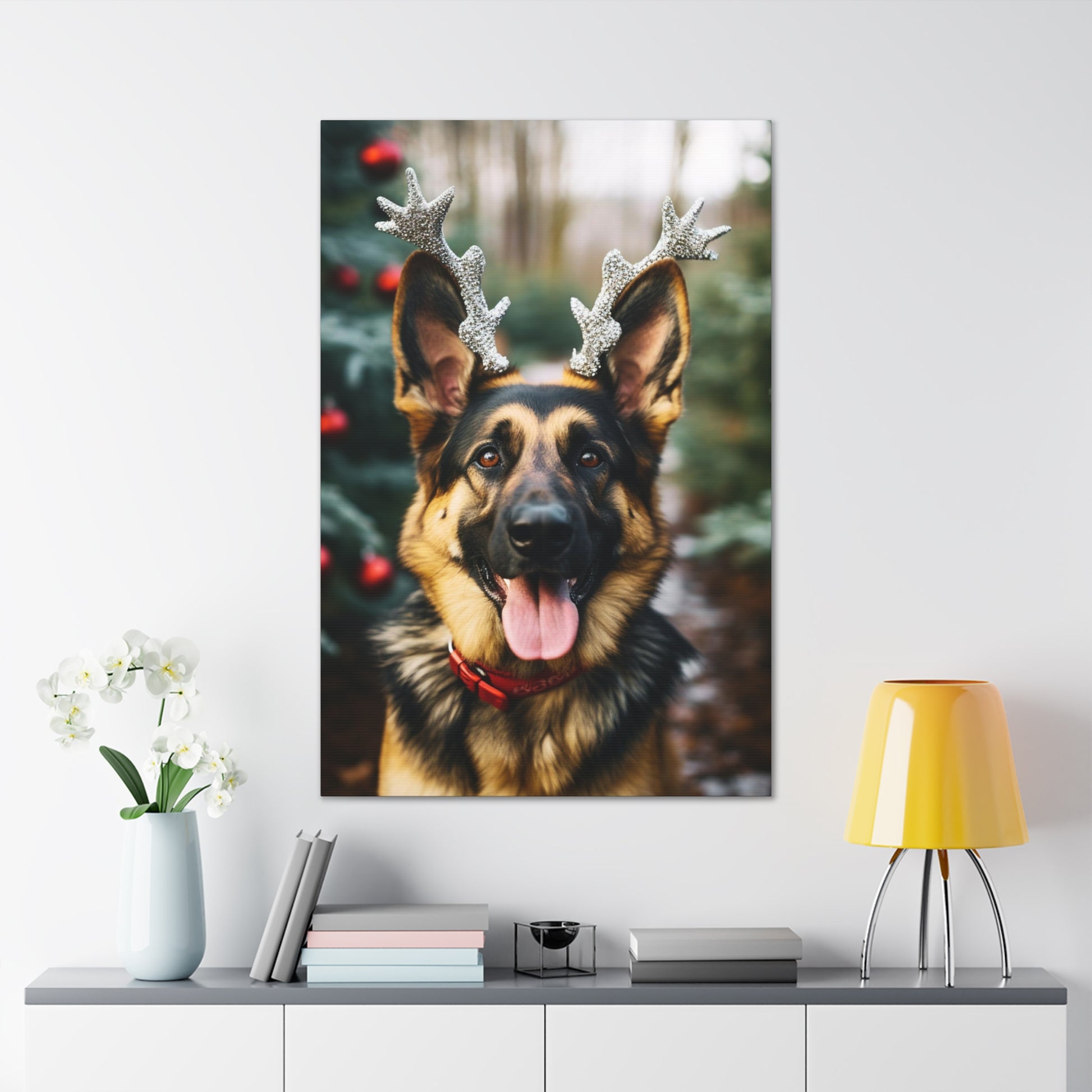 Christmas German Shepherds canvas prints