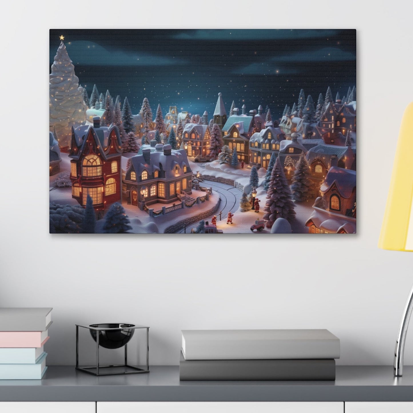 cute christmas village wall decor