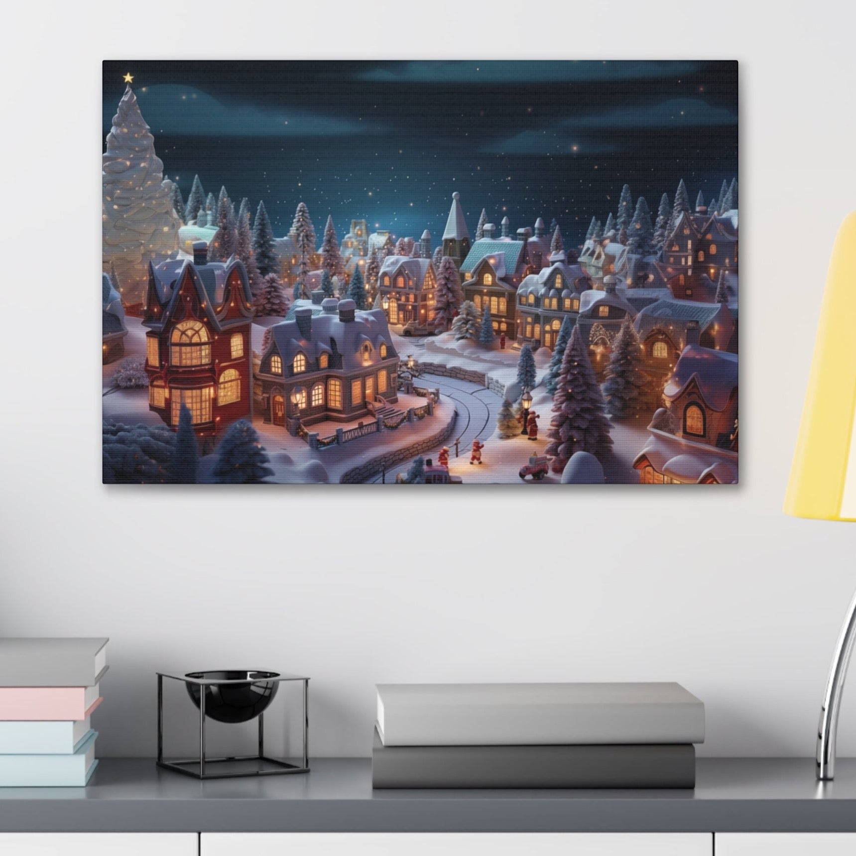 cute christmas village wall decor