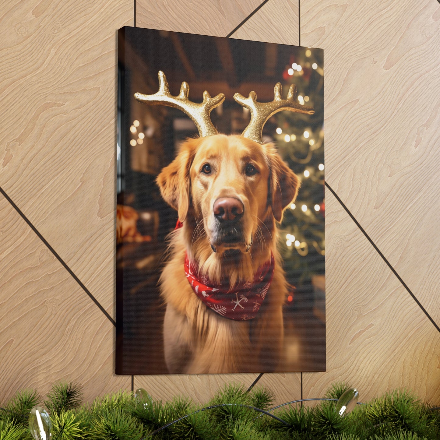 Christmas Golden Retriever canvas prints