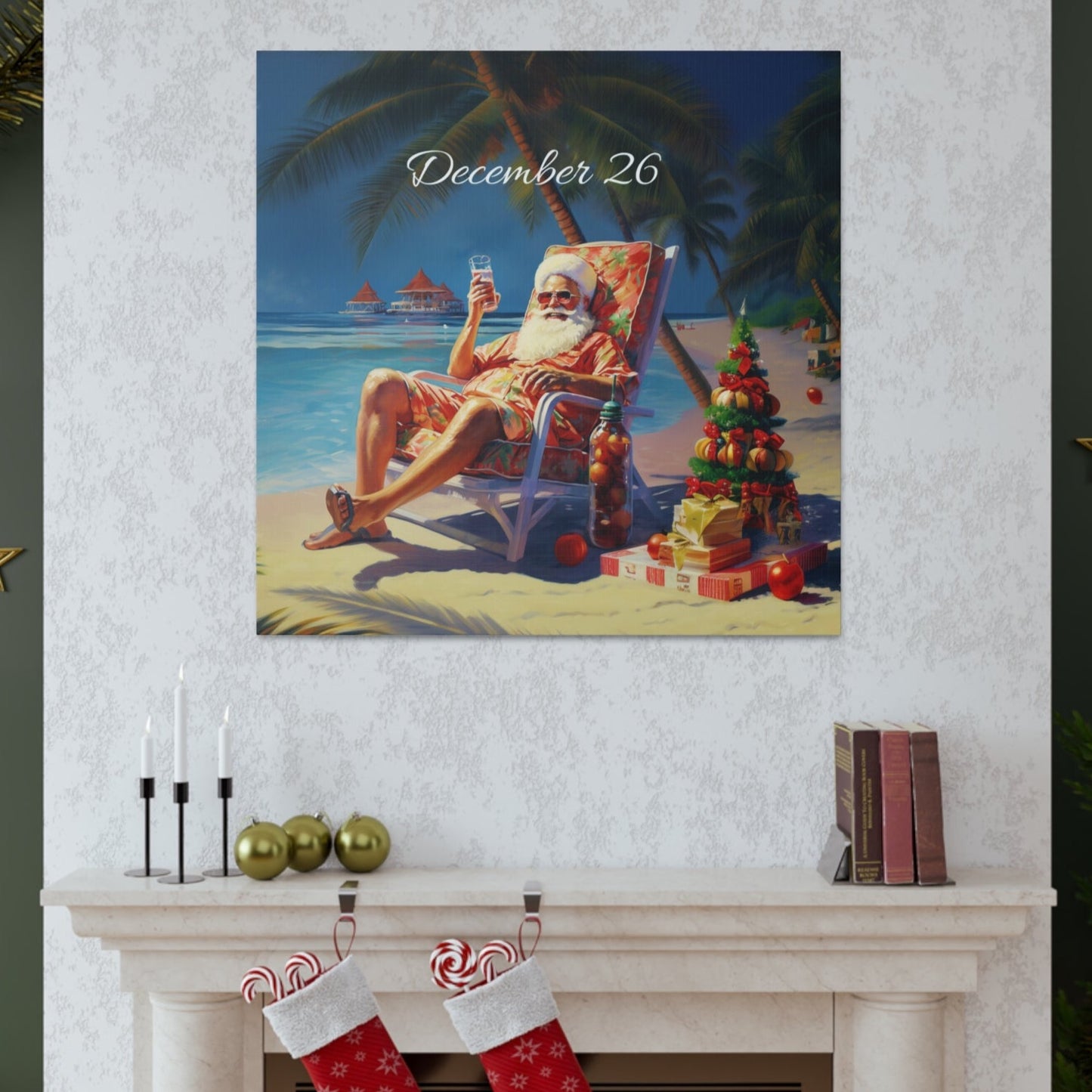 santa on the beach wall decor art